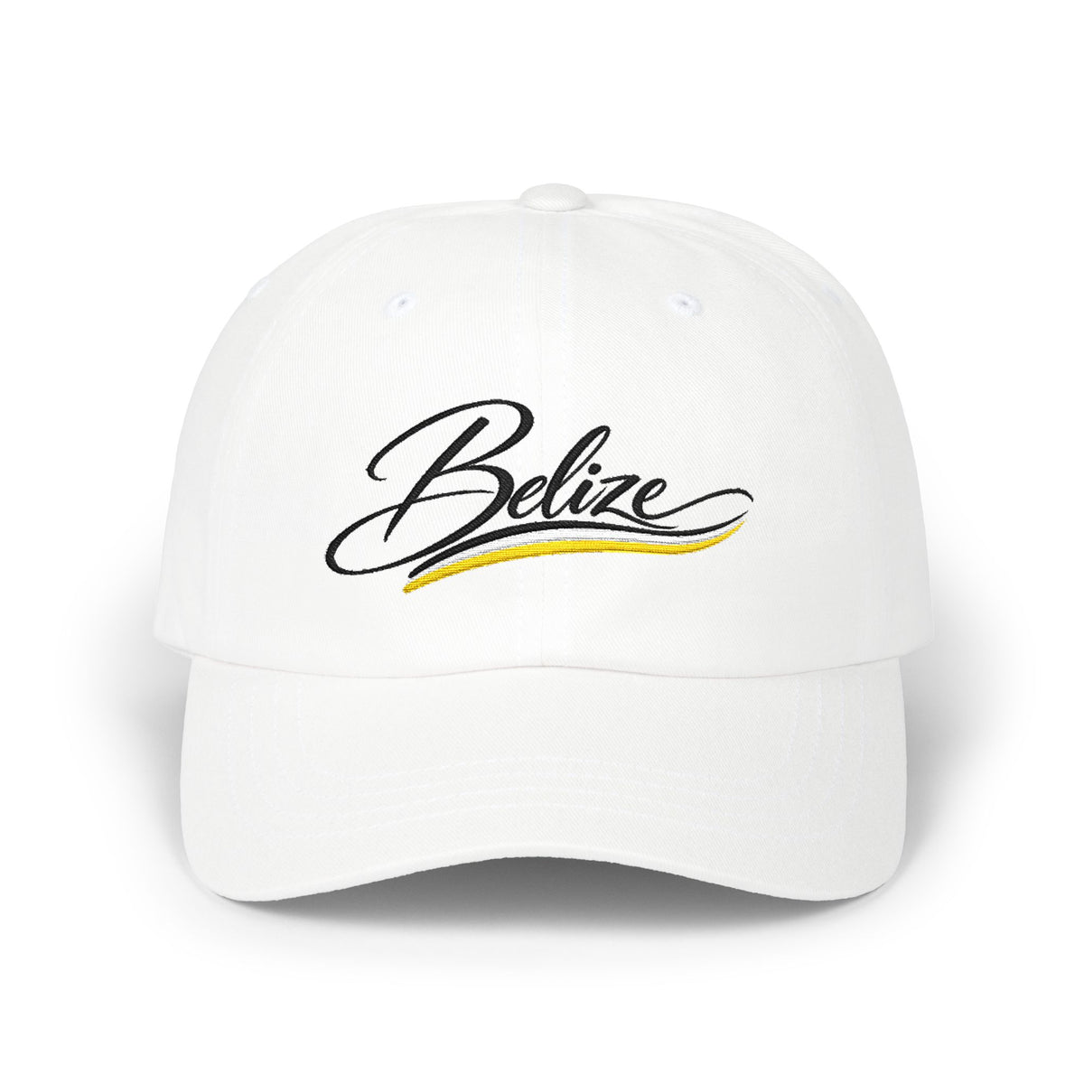 Belize Script Dad Cap — Embroidered Travel Baseball Hat