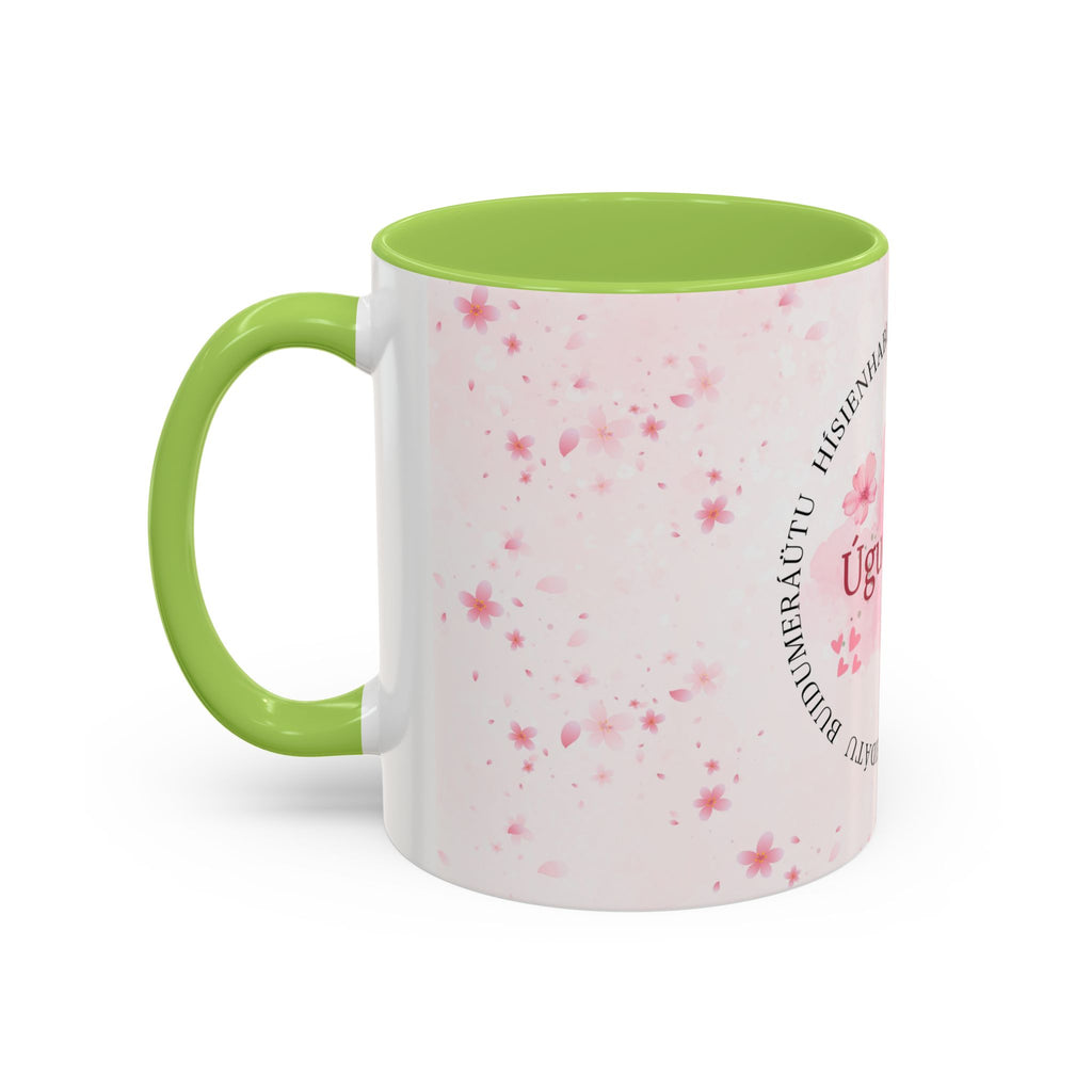 Uguchuru Accent Coffee Mug – Floral Pink Heart Design (11/15oz)