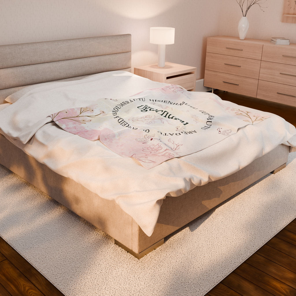 Uguchuru Floral Soft Throw with Inspirational Circle Text