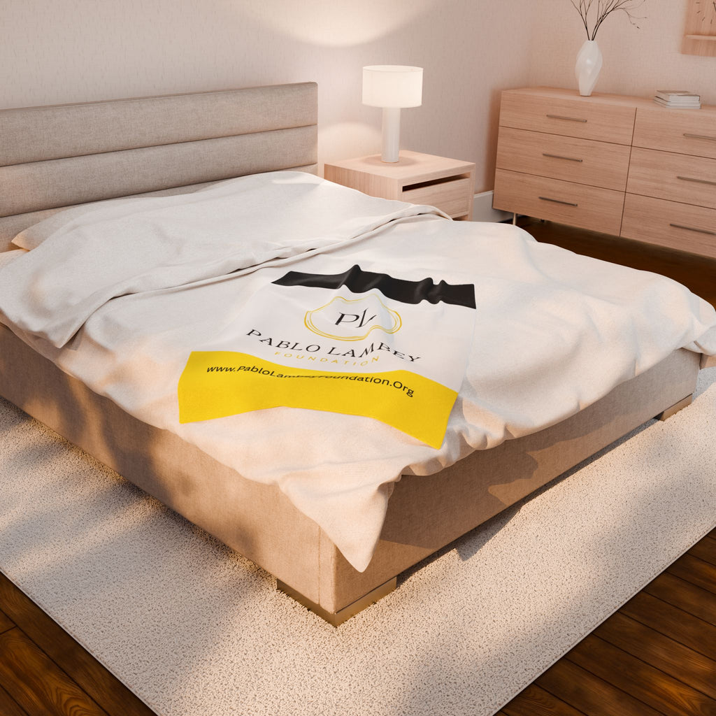 Pablo Lambey Foundation Velveteen Plush Blanket — Soft Logo Throw for Fundraising & Gifts