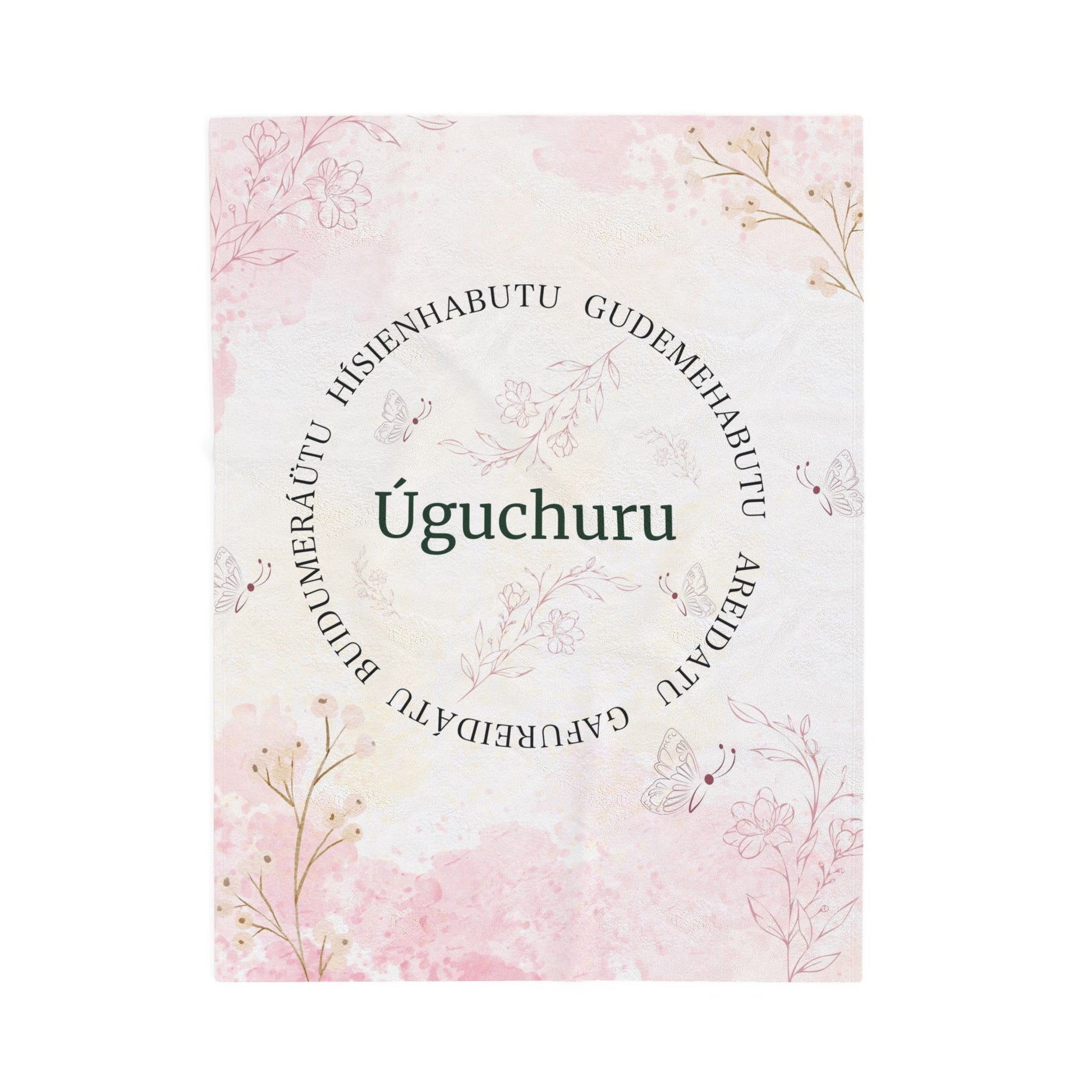 Uguchuru Floral Soft Throw with Inspirational Circle Text