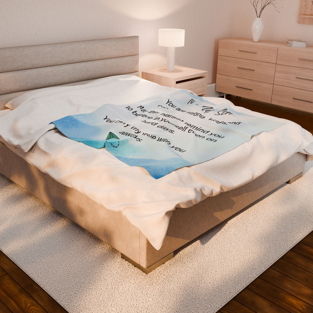 To My Son Velveteen Plush Blanket – Inspirational Keepsake with 'You Are Strong, Kind, and Capable' Message