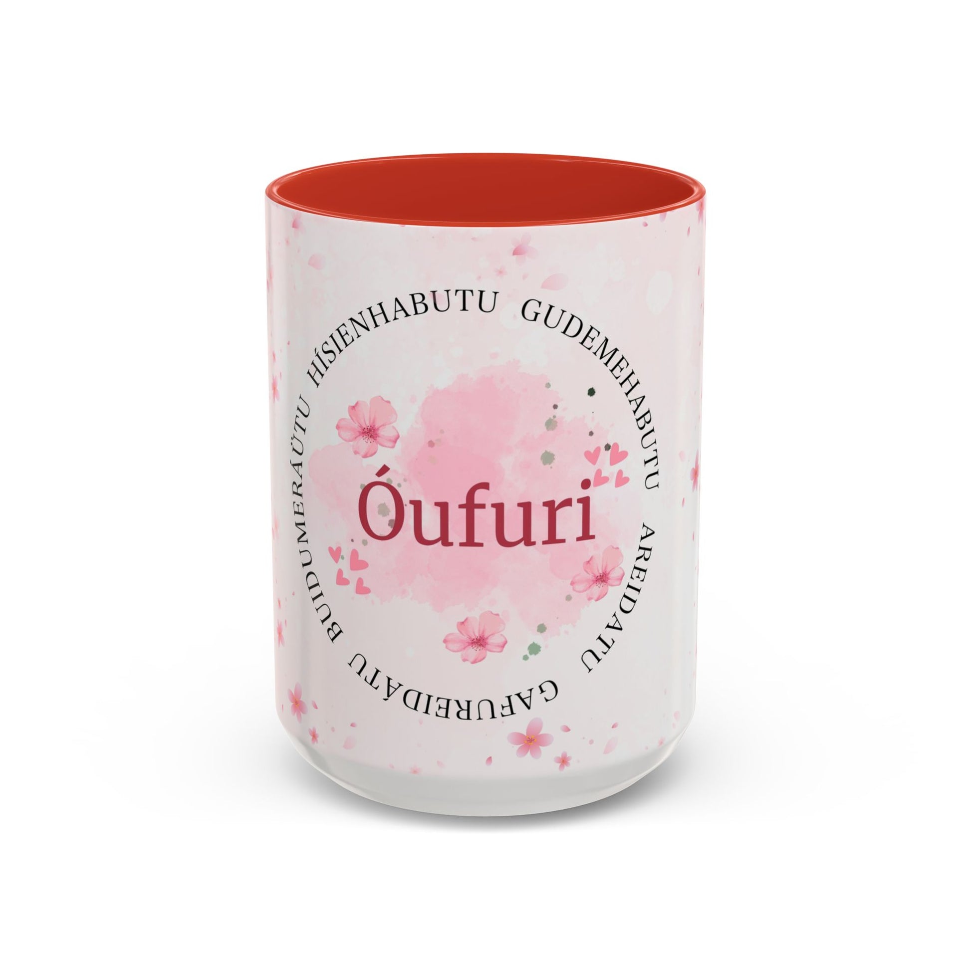 Óufuri Pink Floral Accent Coffee Mug — Sakura-Inspired Ceramic Cup (11/15oz)