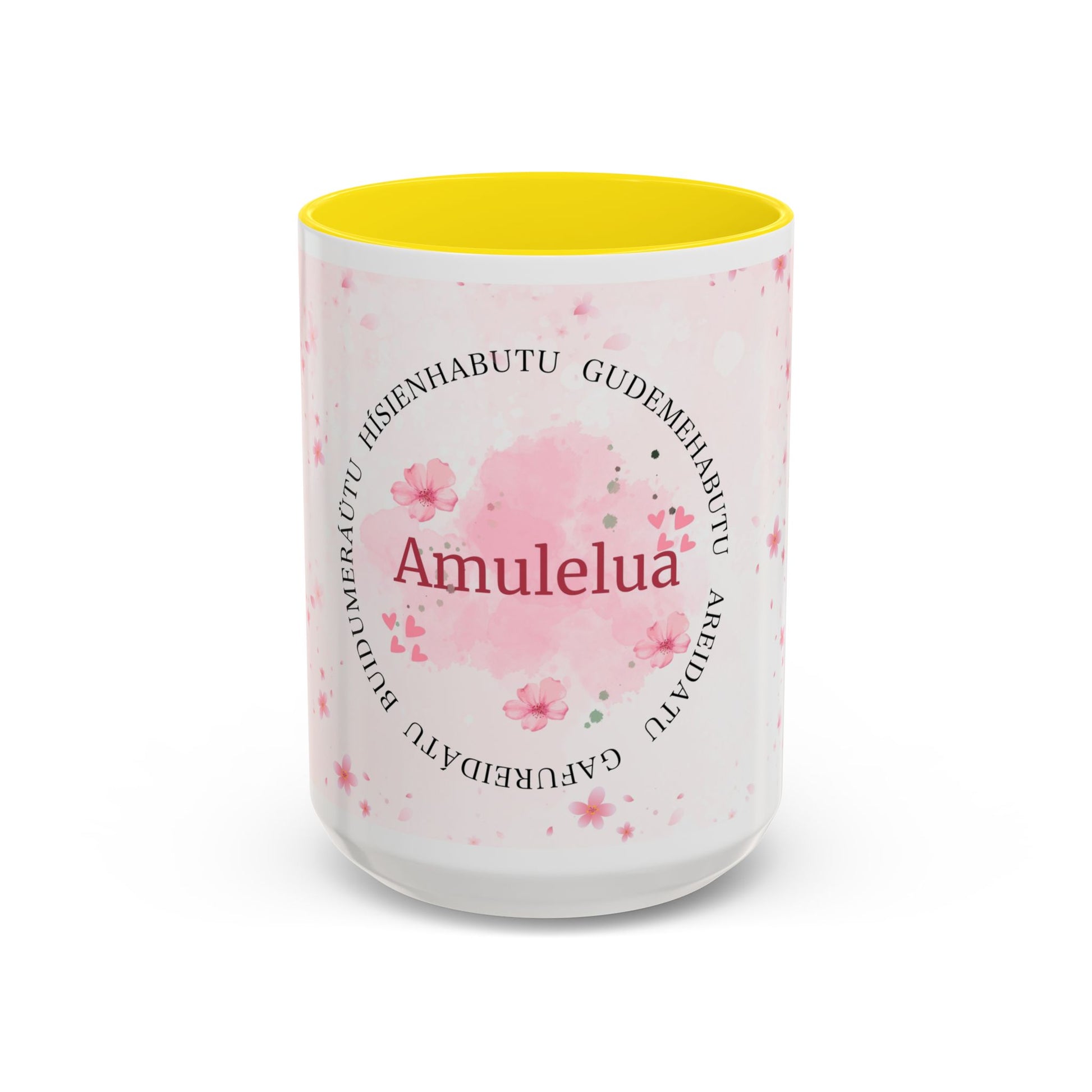 Amulelua Pink Floral Accent Coffee Mug (11/15oz)
