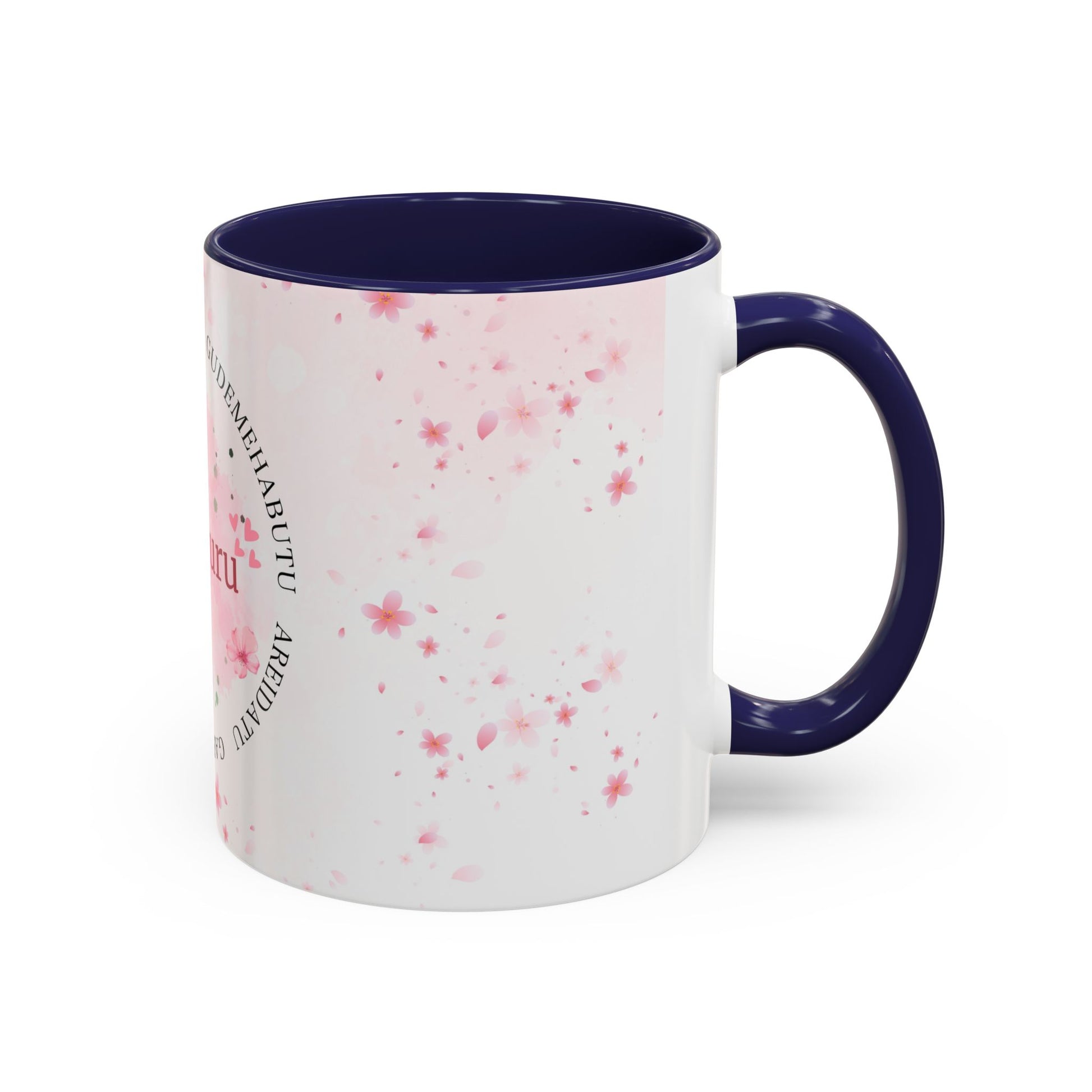 Uguchuru Accent Coffee Mug – Floral Pink Heart Design (11/15oz)