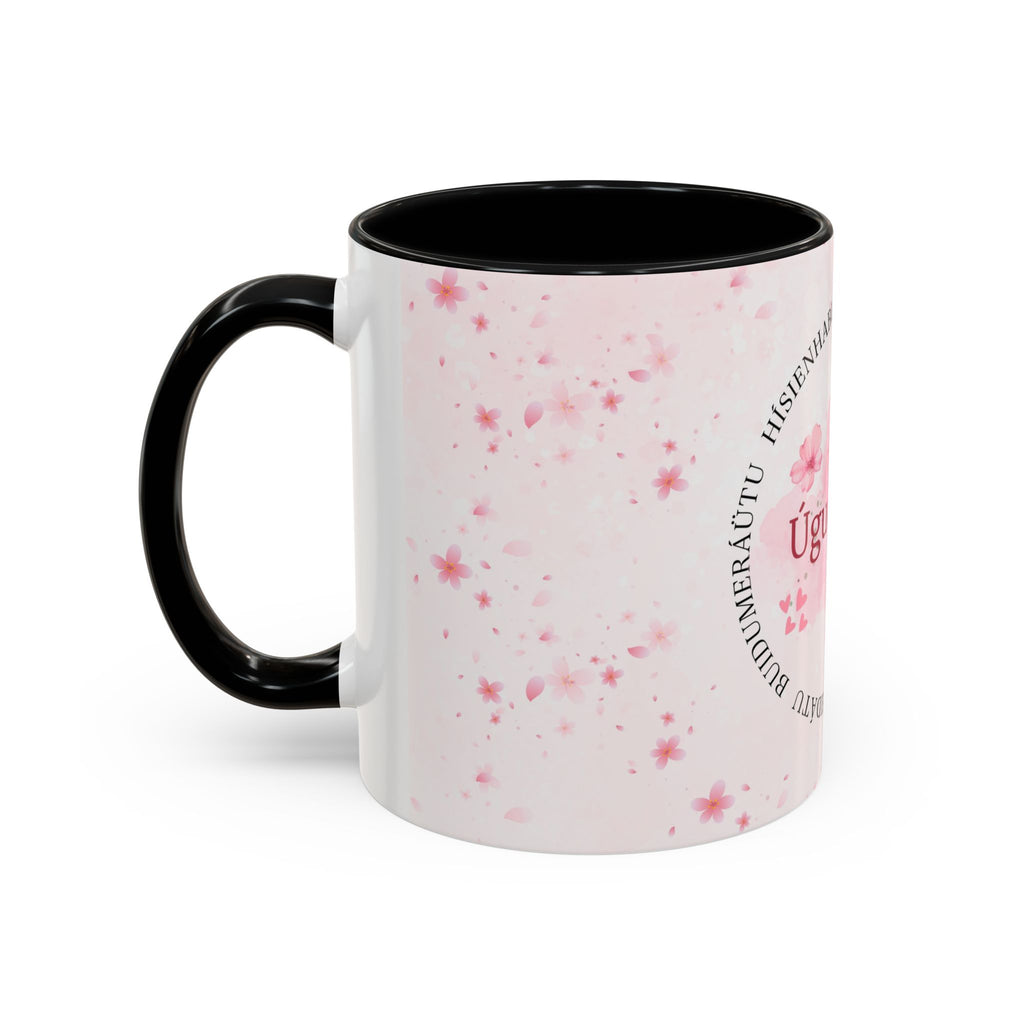 Uguchuru Accent Coffee Mug – Floral Pink Heart Design (11/15oz)
