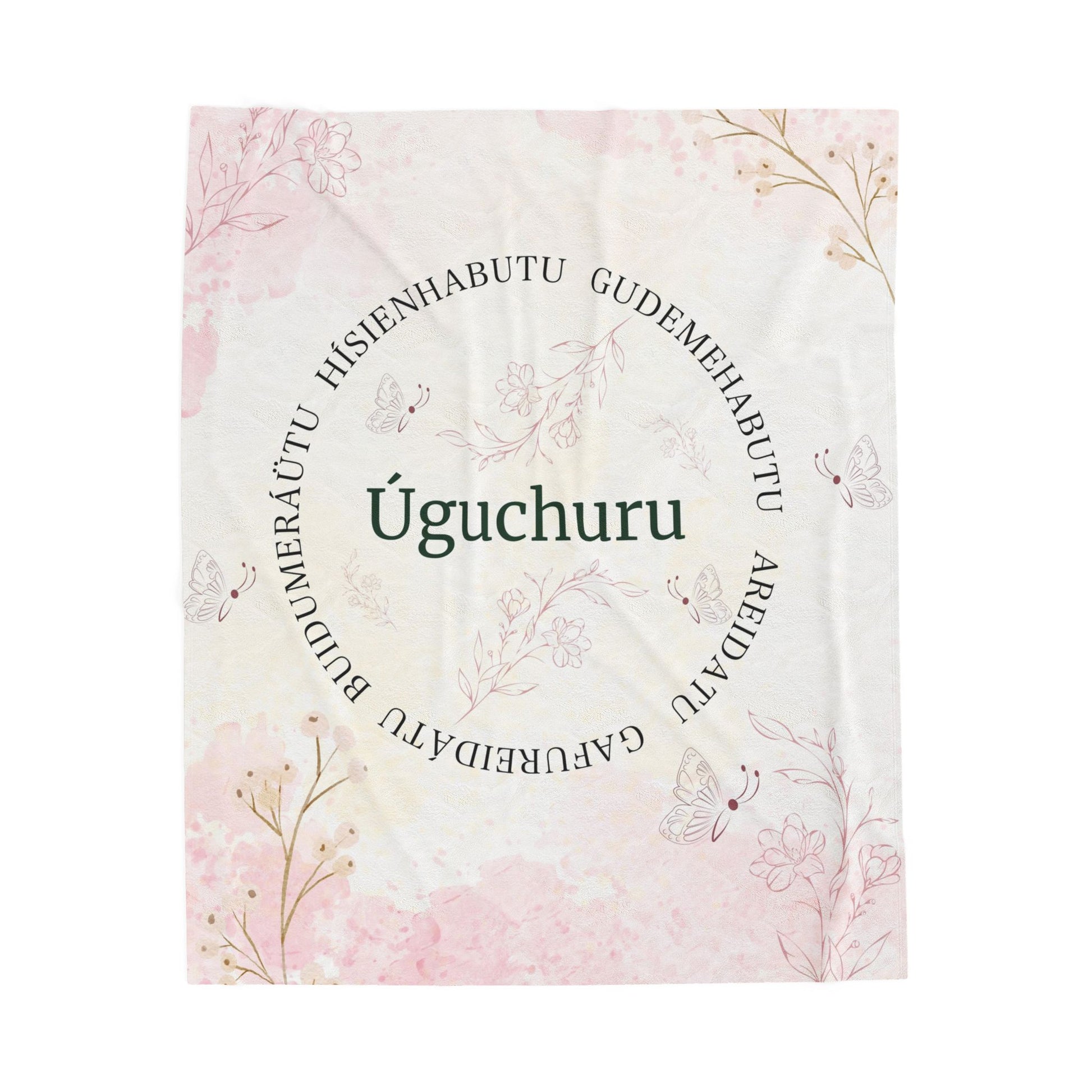 Uguchuru Floral Soft Throw with Inspirational Circle Text
