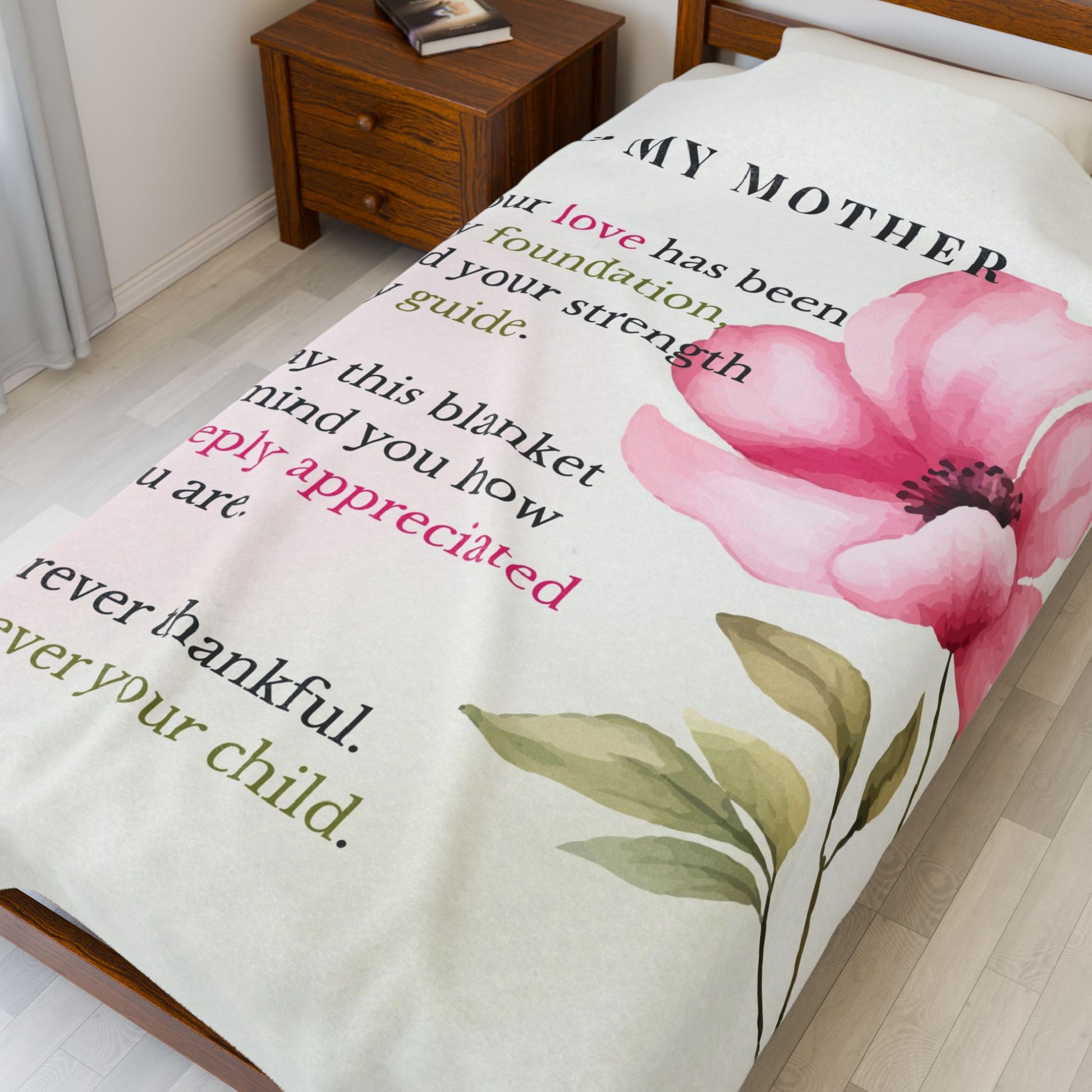 Mother Velveteen Plush Blanket