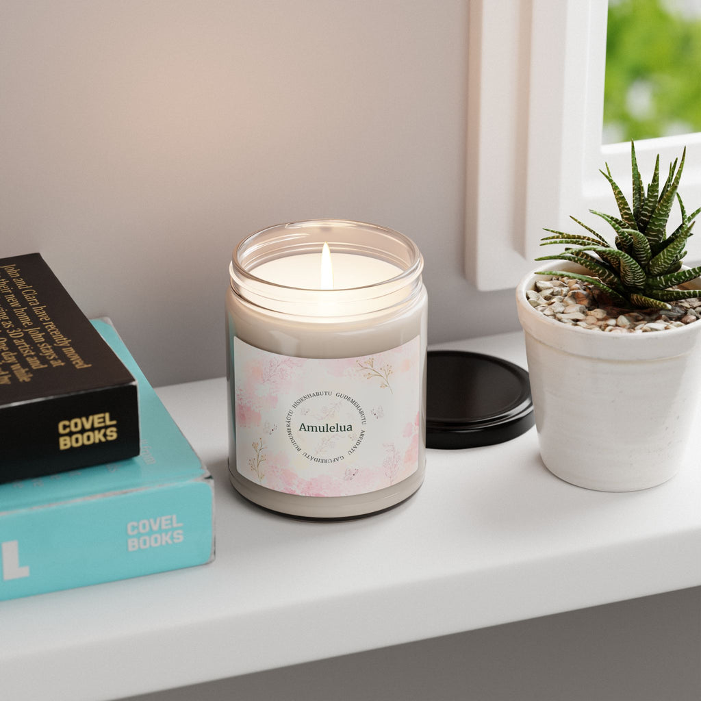 Soy Candle — Amulelua Floral Scented 9oz (Hand-Poured, Long-Lasting)