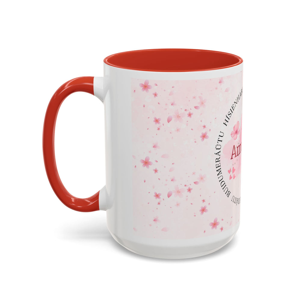 Amulelua Pink Floral Accent Coffee Mug (11/15oz)