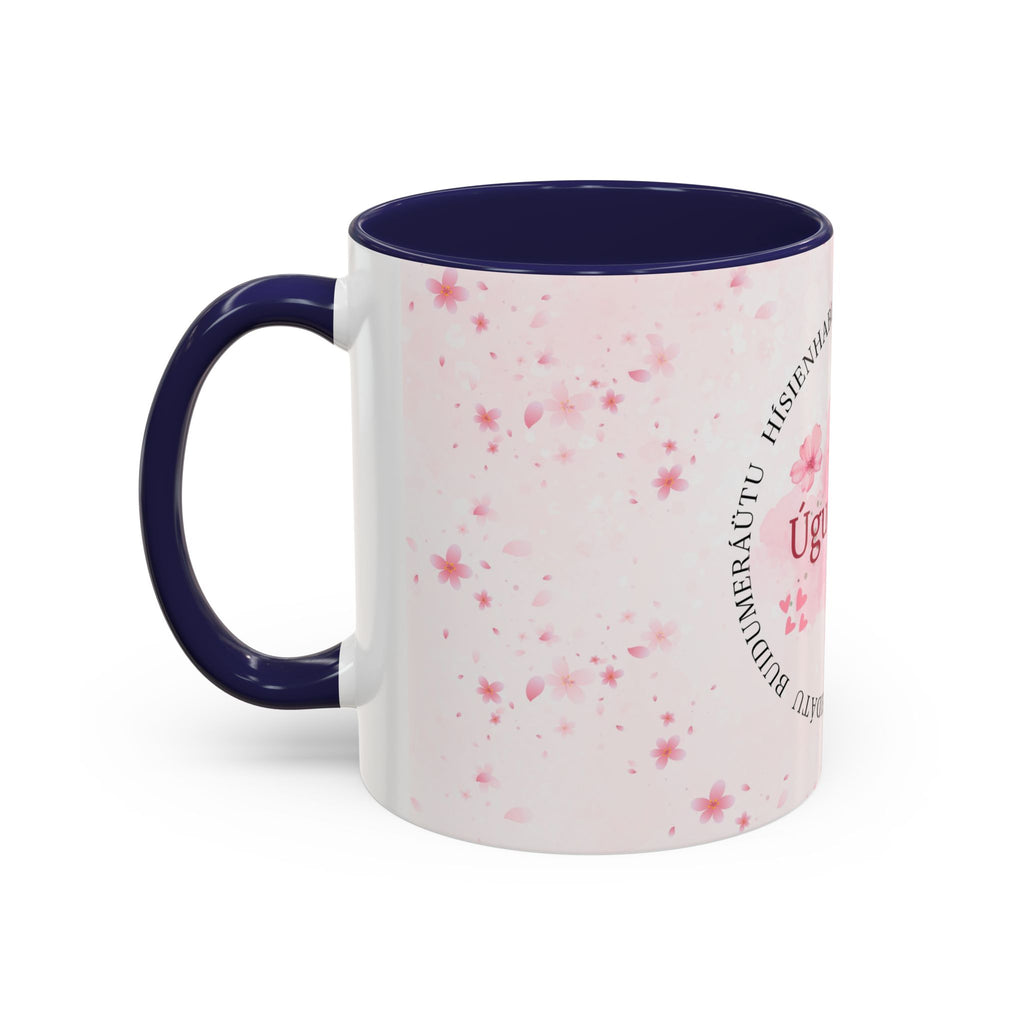 Uguchuru Accent Coffee Mug – Floral Pink Heart Design (11/15oz)
