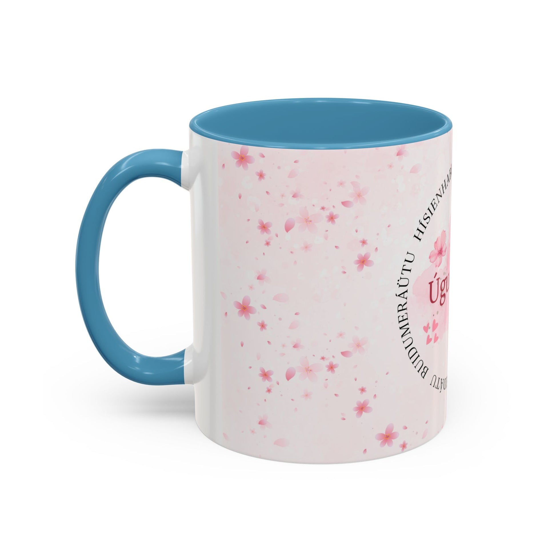 Uguchuru Accent Coffee Mug – Floral Pink Heart Design (11/15oz)