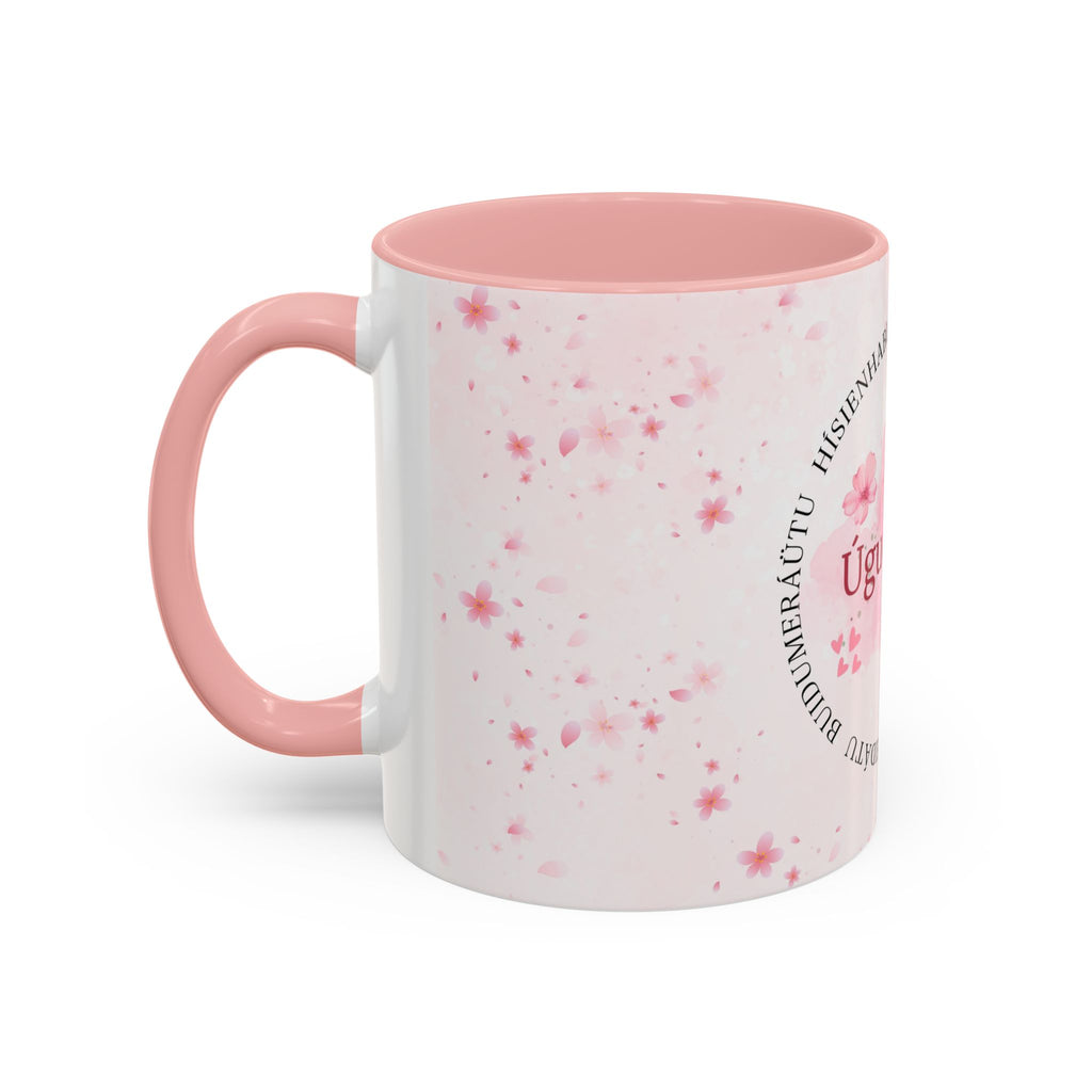 Uguchuru Accent Coffee Mug – Floral Pink Heart Design (11/15oz)