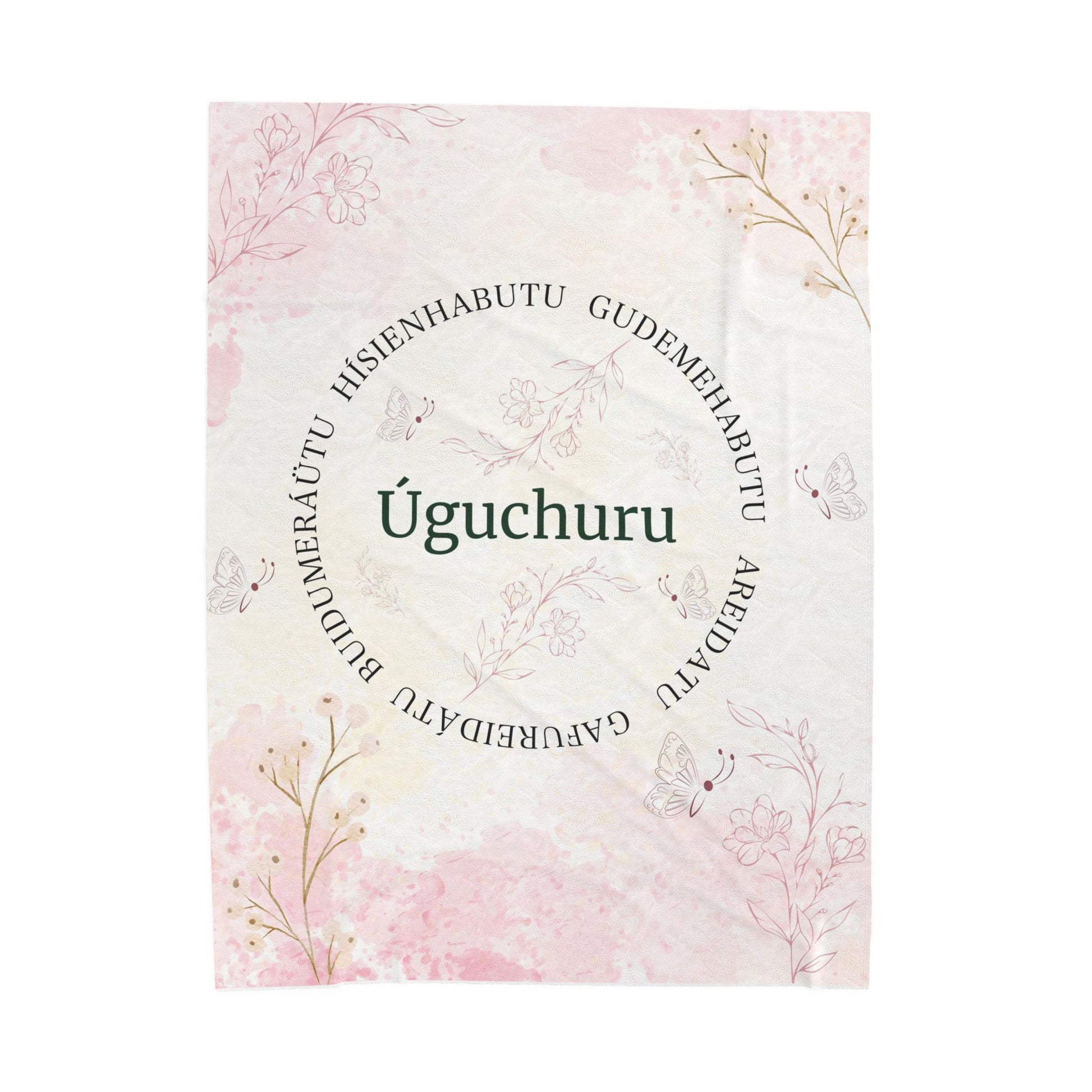 Uguchuru Floral Soft Throw with Inspirational Circle Text