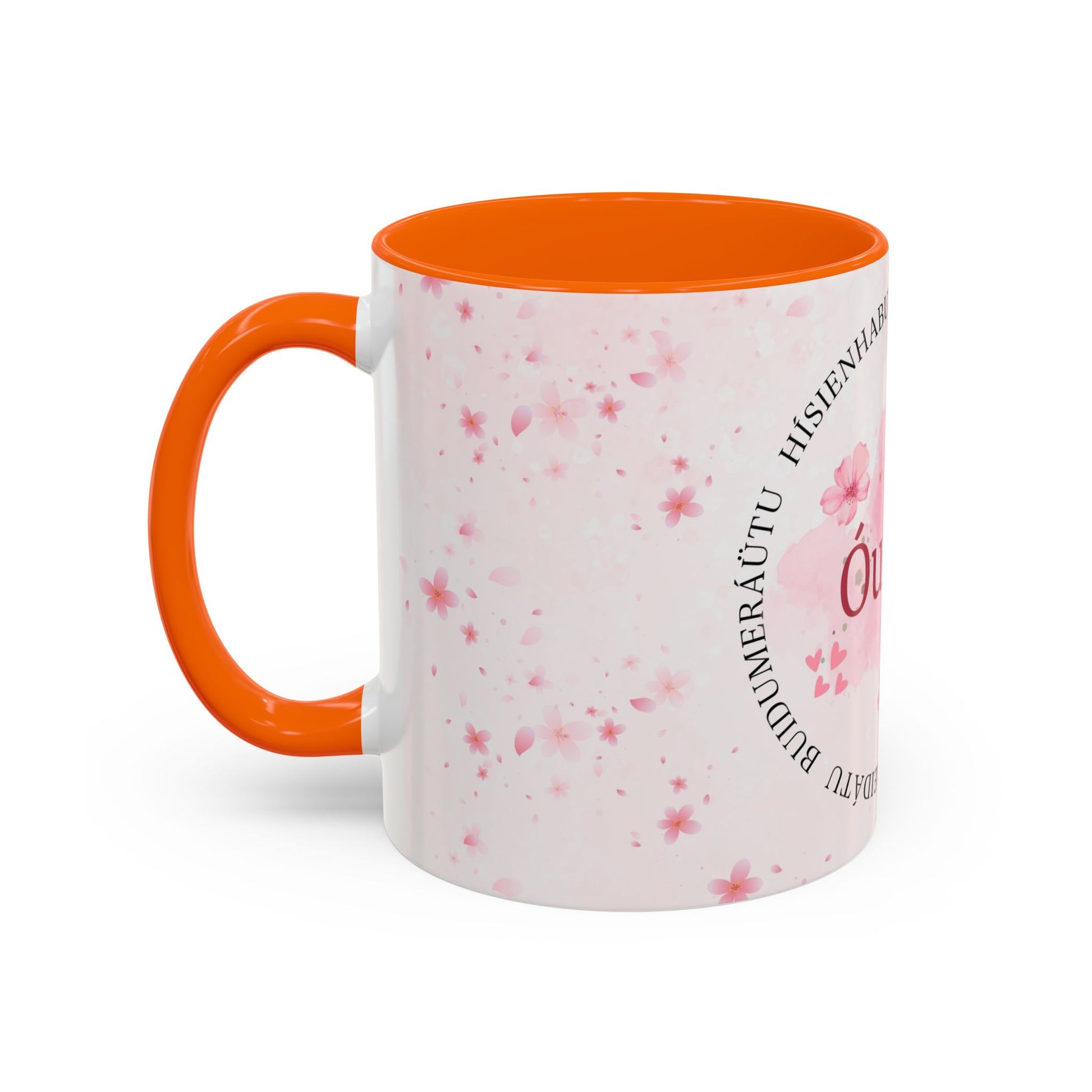 Óufuri Pink Floral Accent Coffee Mug — Sakura-Inspired Ceramic Cup (11/15oz)