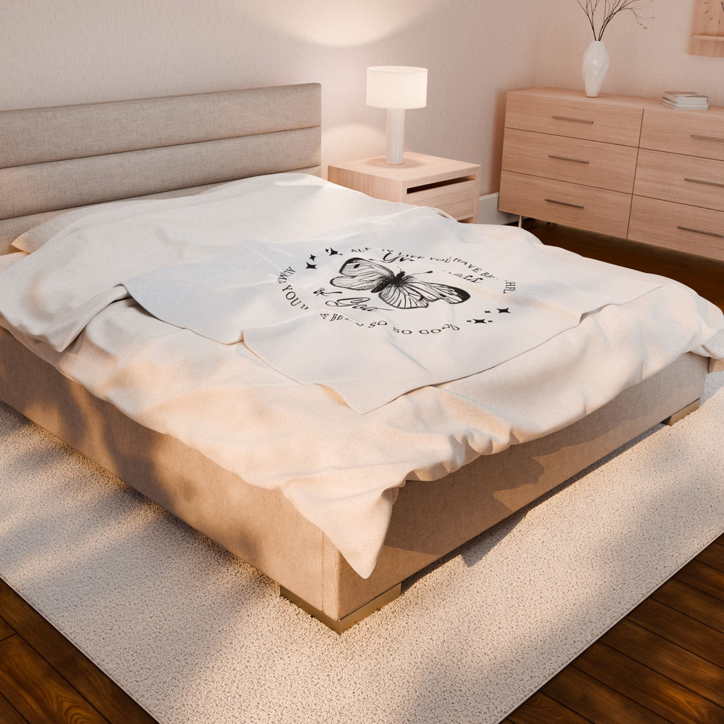Faith-Inspired Velveteen Blanket — “Goodness of God” Butterfly Scripture Throw