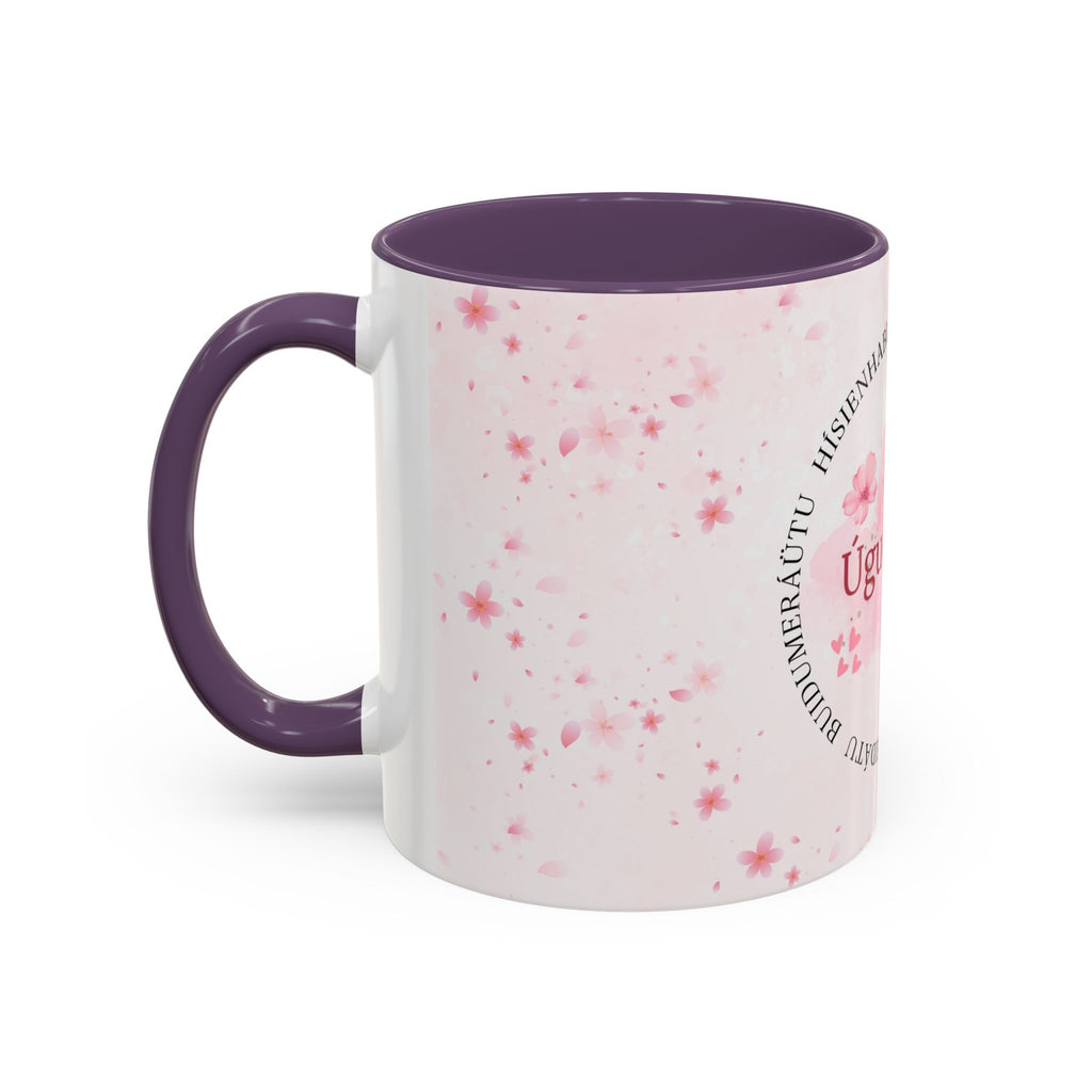 Uguchuru Accent Coffee Mug – Floral Pink Heart Design (11/15oz)