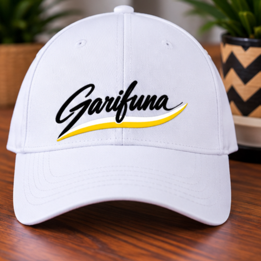 Garifuna Script Cap Swoosh — Embroidered Travel Baseball Hat