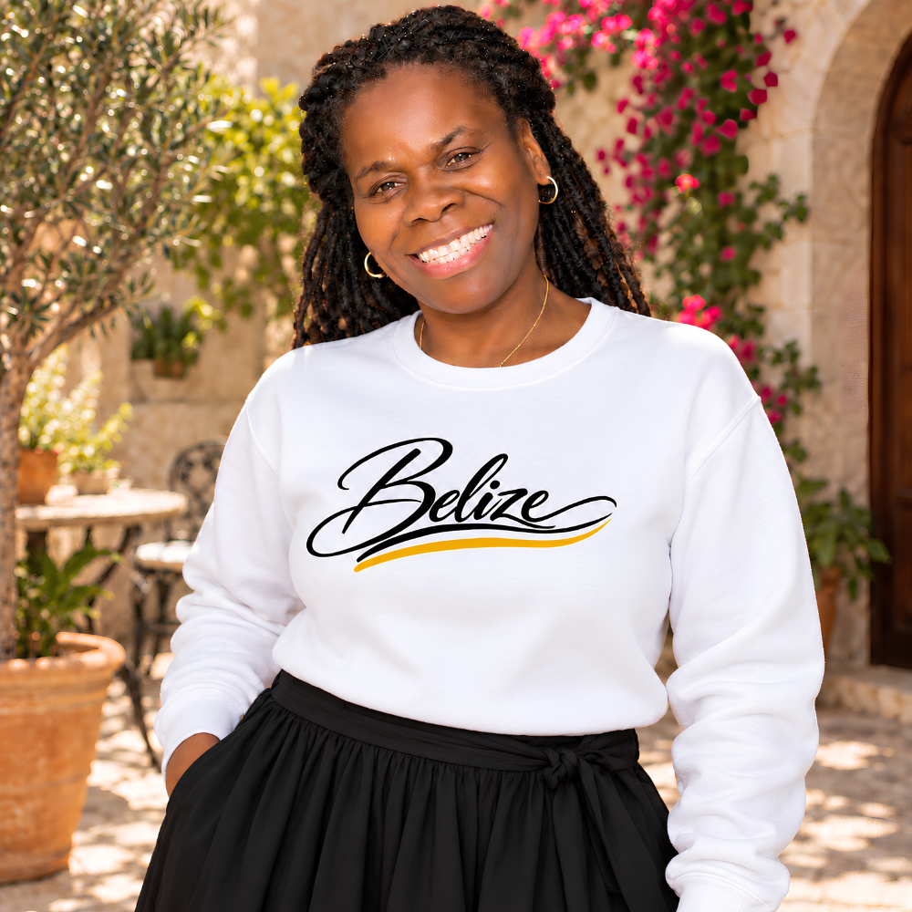 Belize Script Crewneck Sweatshirt — Tropical Travel Pullover