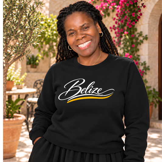 Belize Script Crewneck Sweatshirt — Tropical Travel Pullover