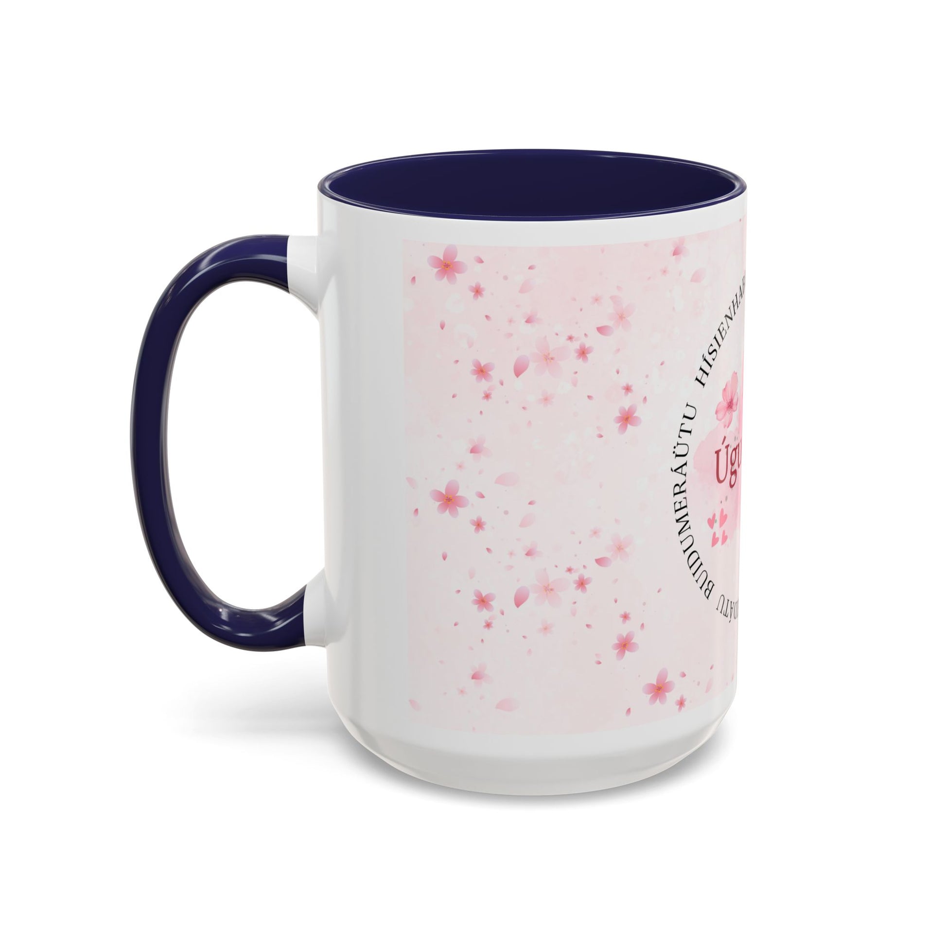 Uguchuru Accent Coffee Mug – Floral Pink Heart Design (11/15oz)