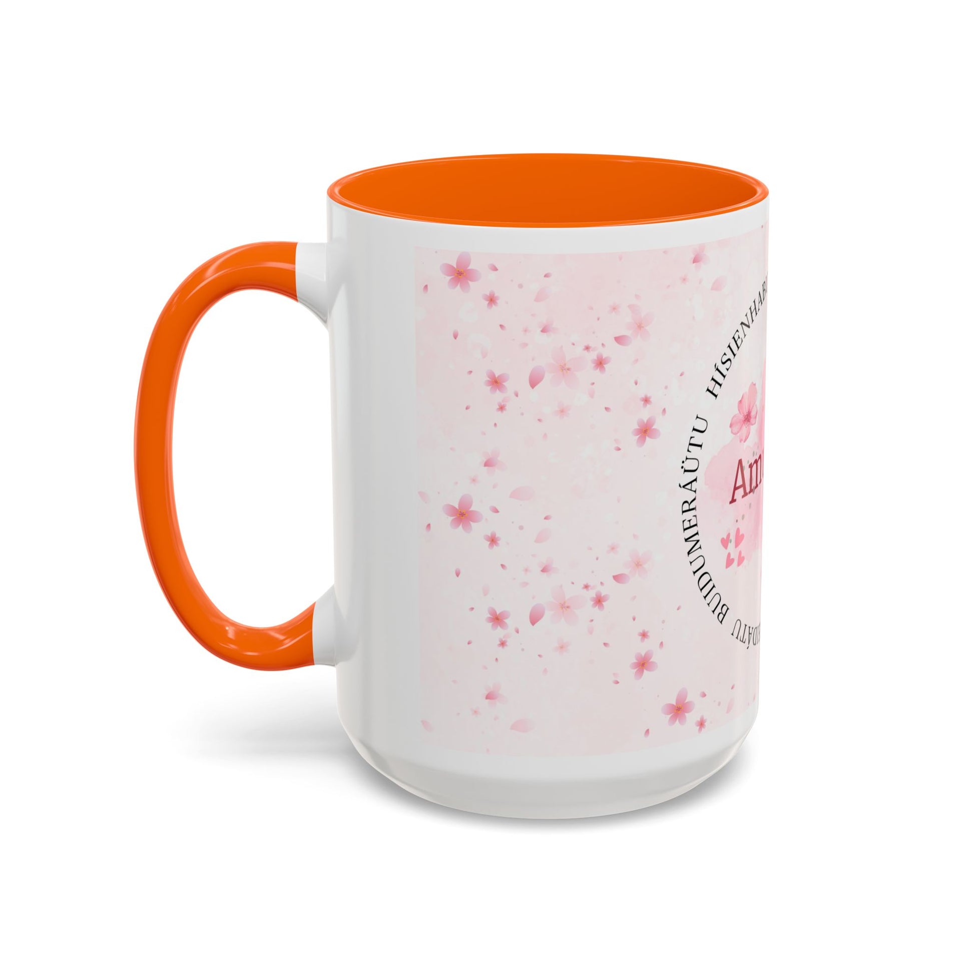 Amulelua Pink Floral Accent Coffee Mug (11/15oz)