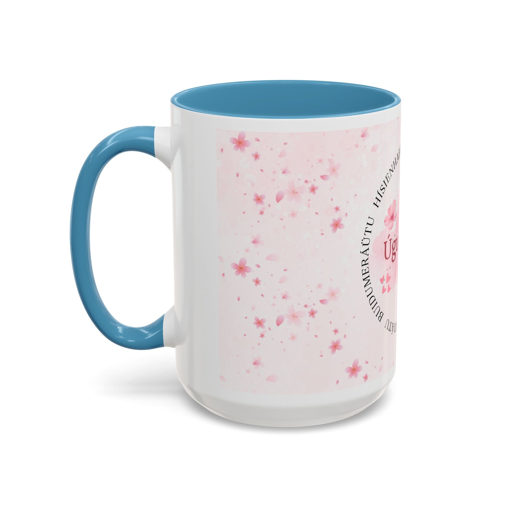 Uguchuru Accent Coffee Mug – Floral Pink Heart Design (11/15oz)