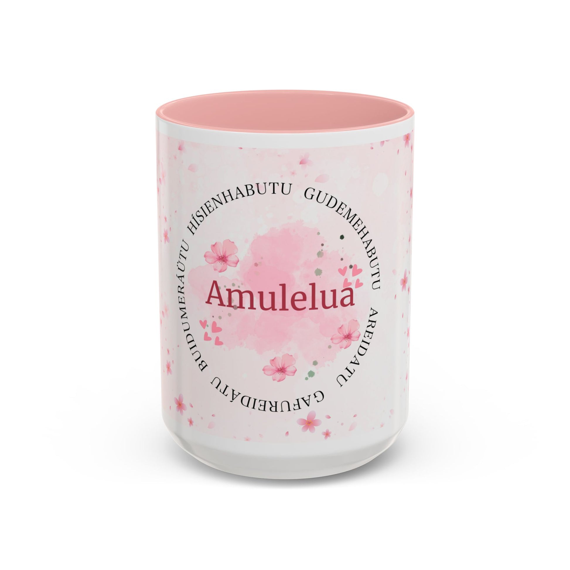 Amulelua Pink Floral Accent Coffee Mug (11/15oz)