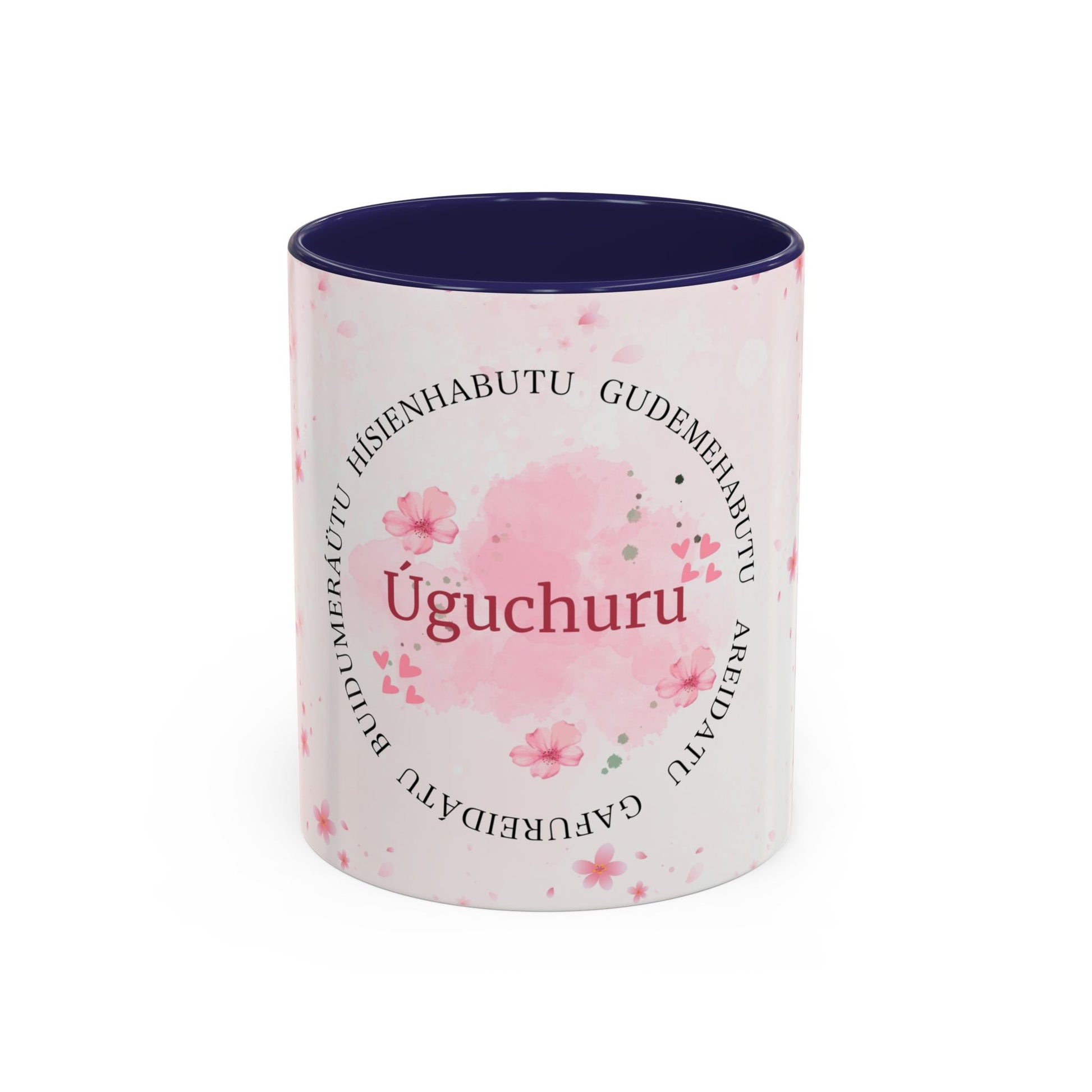 Uguchuru Accent Coffee Mug – Floral Pink Heart Design (11/15oz)