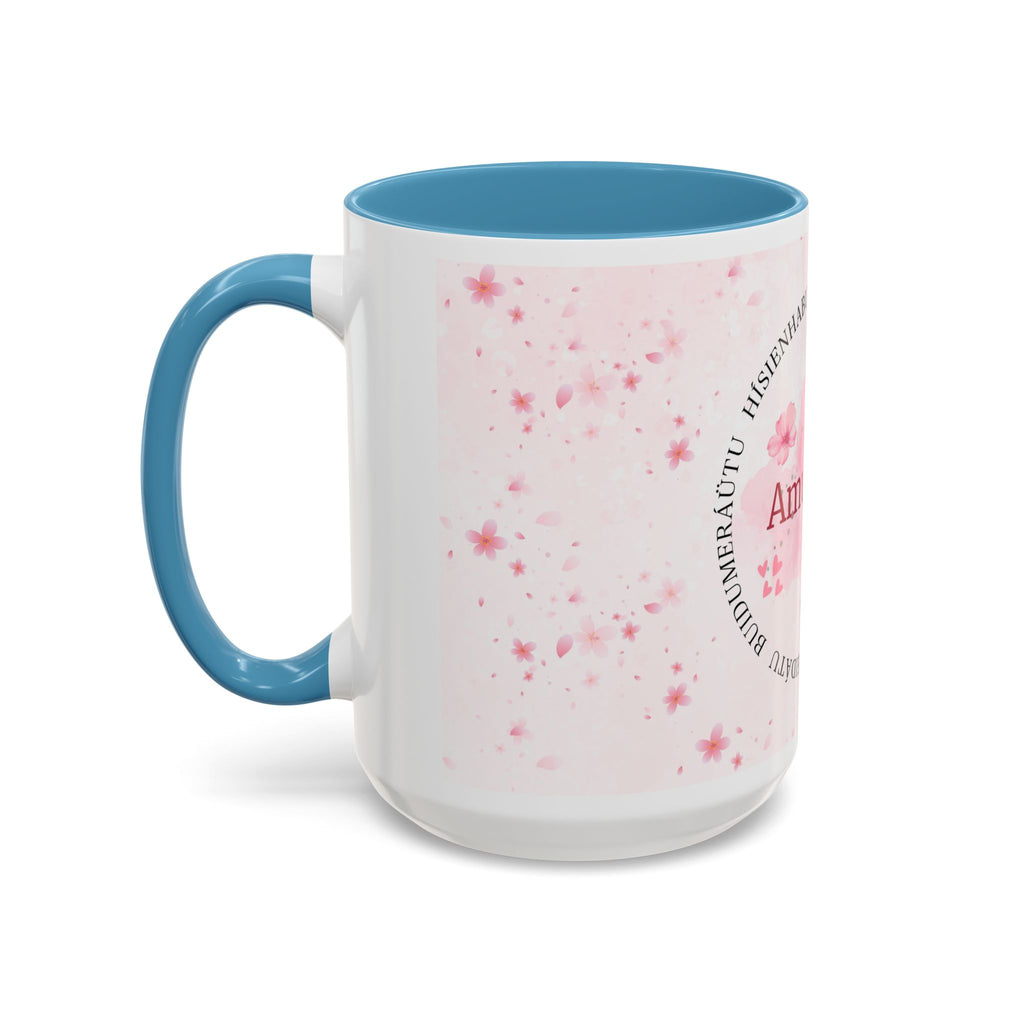 Amulelua Pink Floral Accent Coffee Mug (11/15oz)