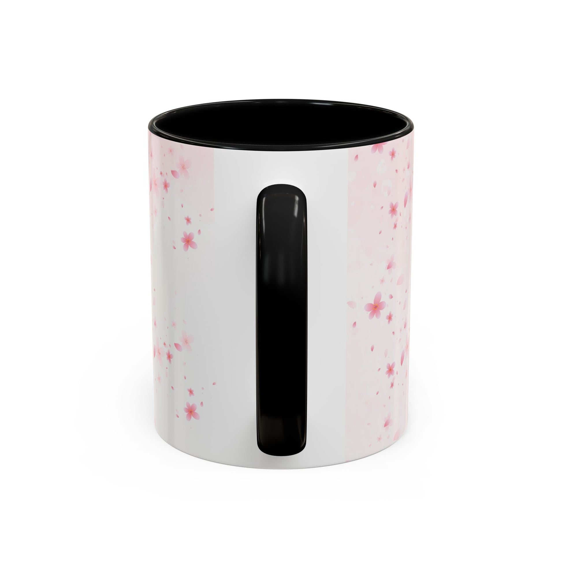 Óufuri Pink Floral Accent Coffee Mug — Sakura-Inspired Ceramic Cup (11/15oz)