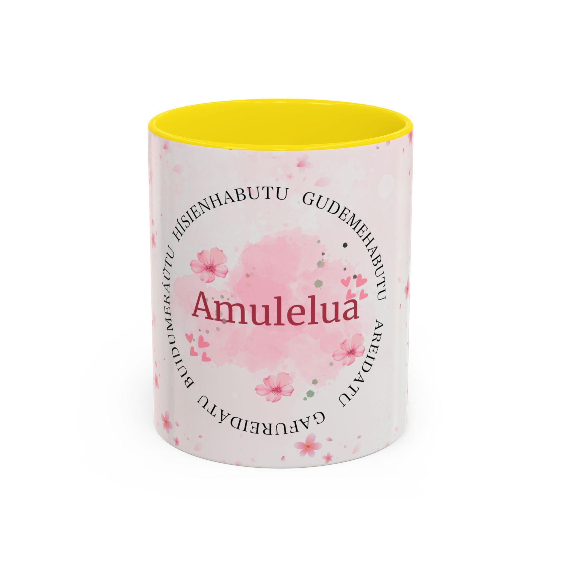 Amulelua Pink Floral Accent Coffee Mug (11/15oz)