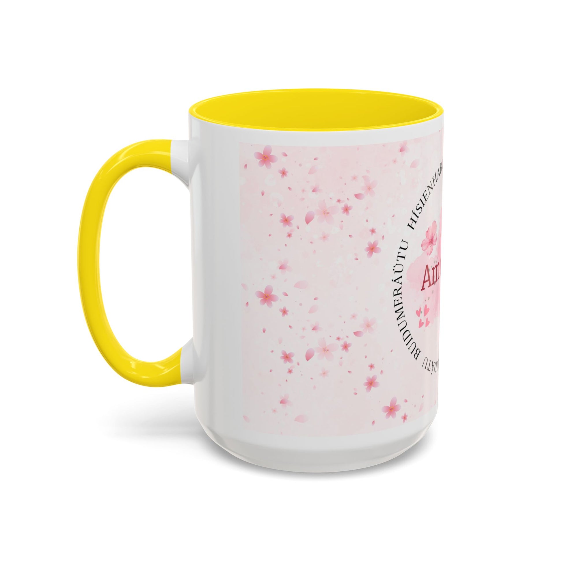 Amulelua Pink Floral Accent Coffee Mug (11/15oz)