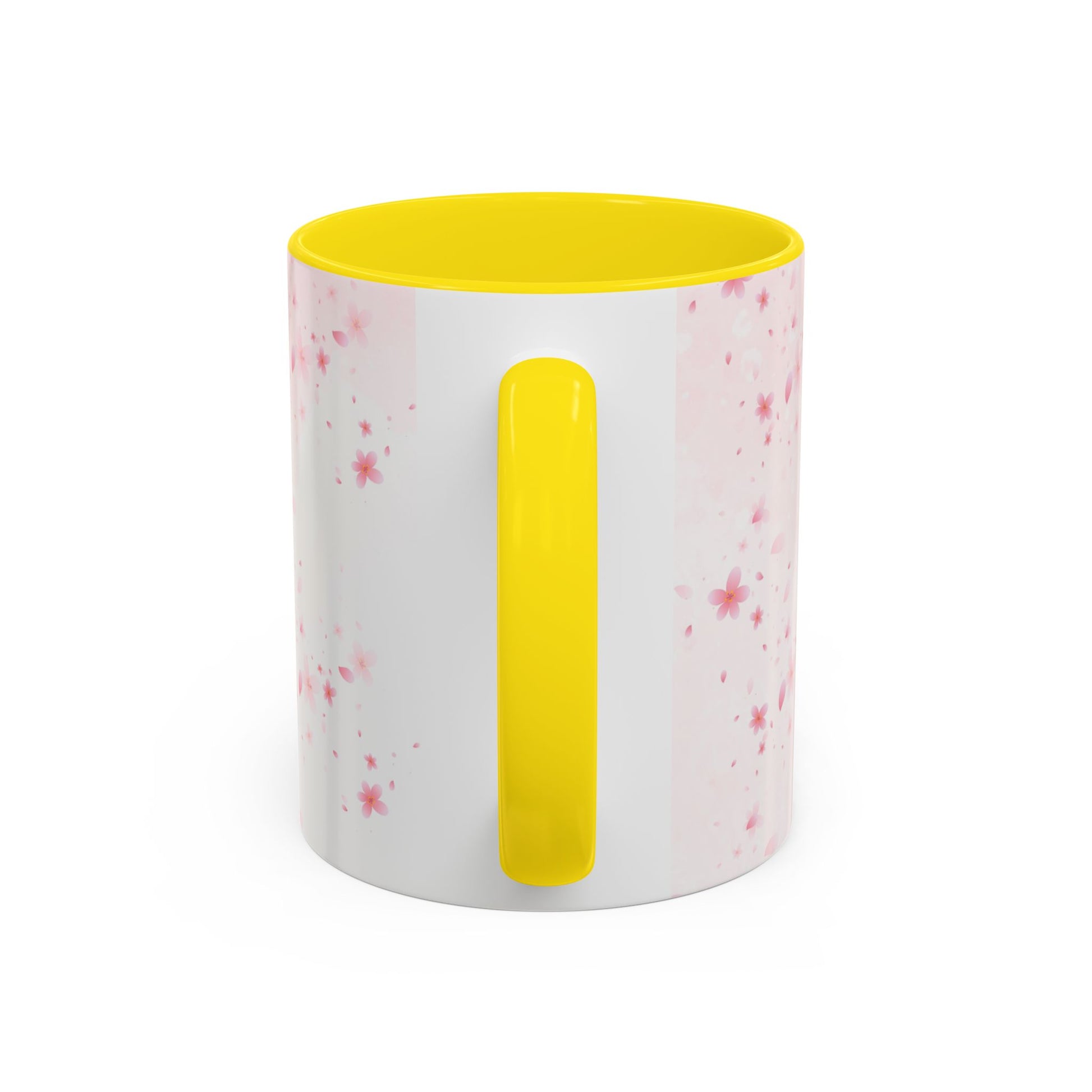 Óufuri Pink Floral Accent Coffee Mug — Sakura-Inspired Ceramic Cup (11/15oz)