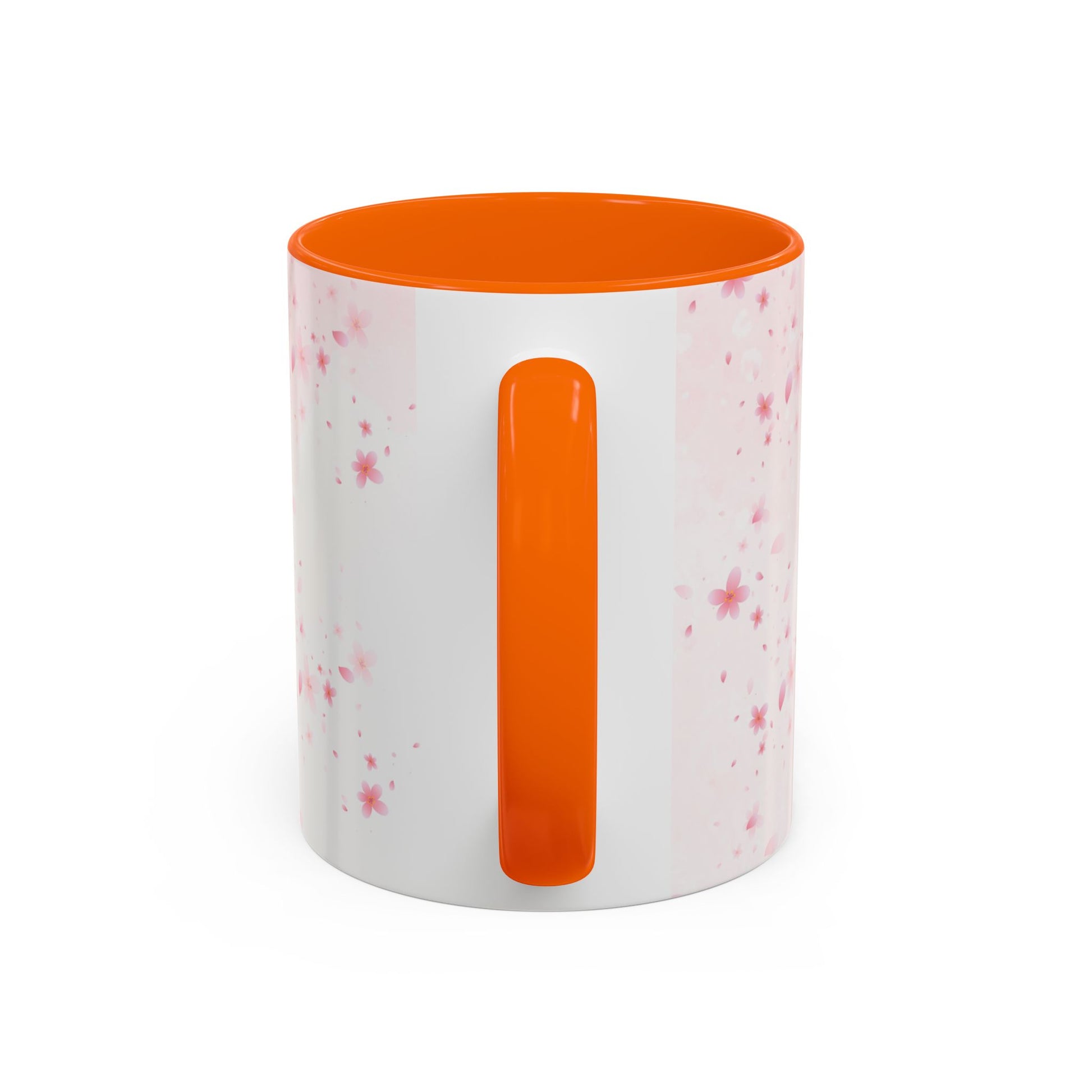Óufuri Pink Floral Accent Coffee Mug — Sakura-Inspired Ceramic Cup (11/15oz)