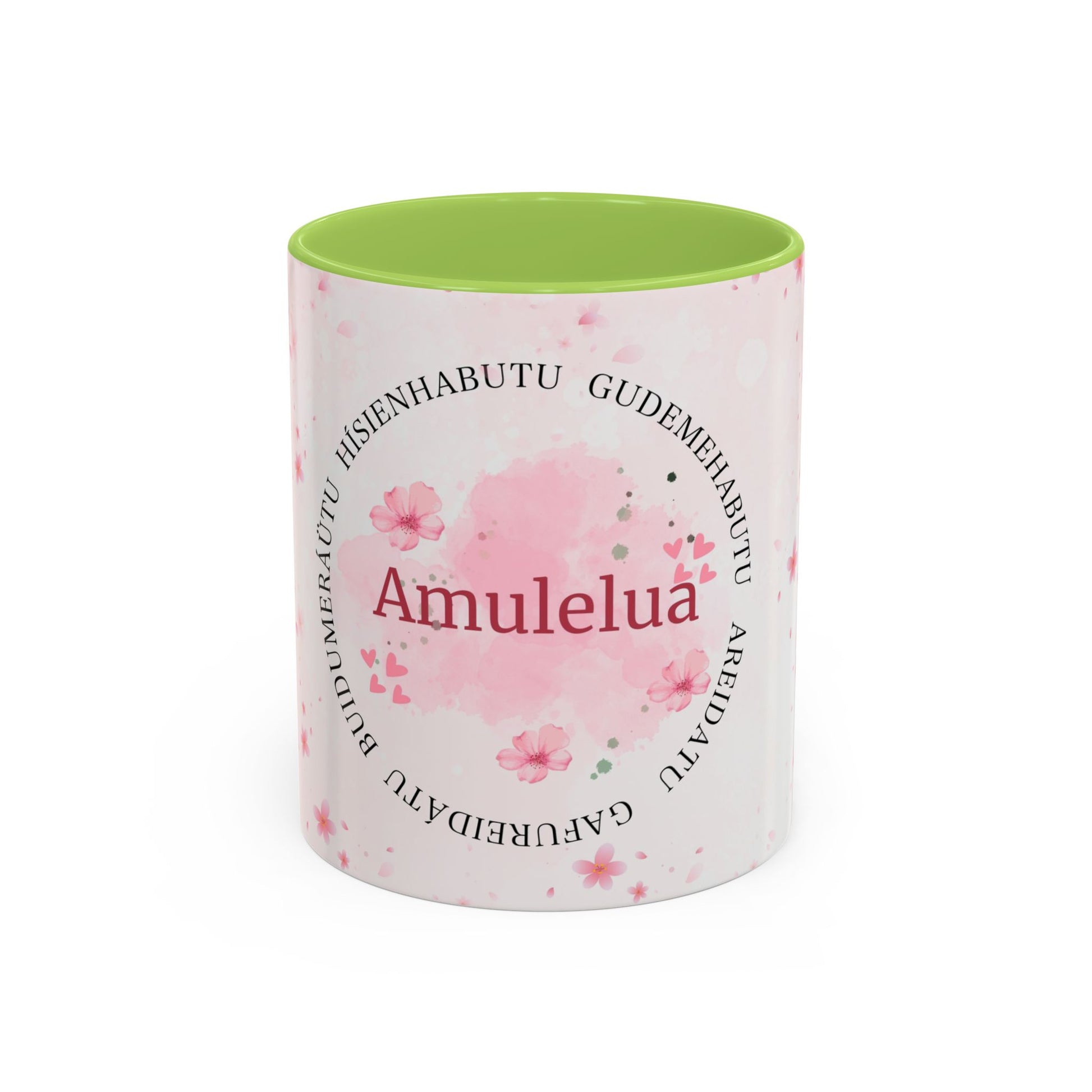 Amulelua Pink Floral Accent Coffee Mug (11/15oz)