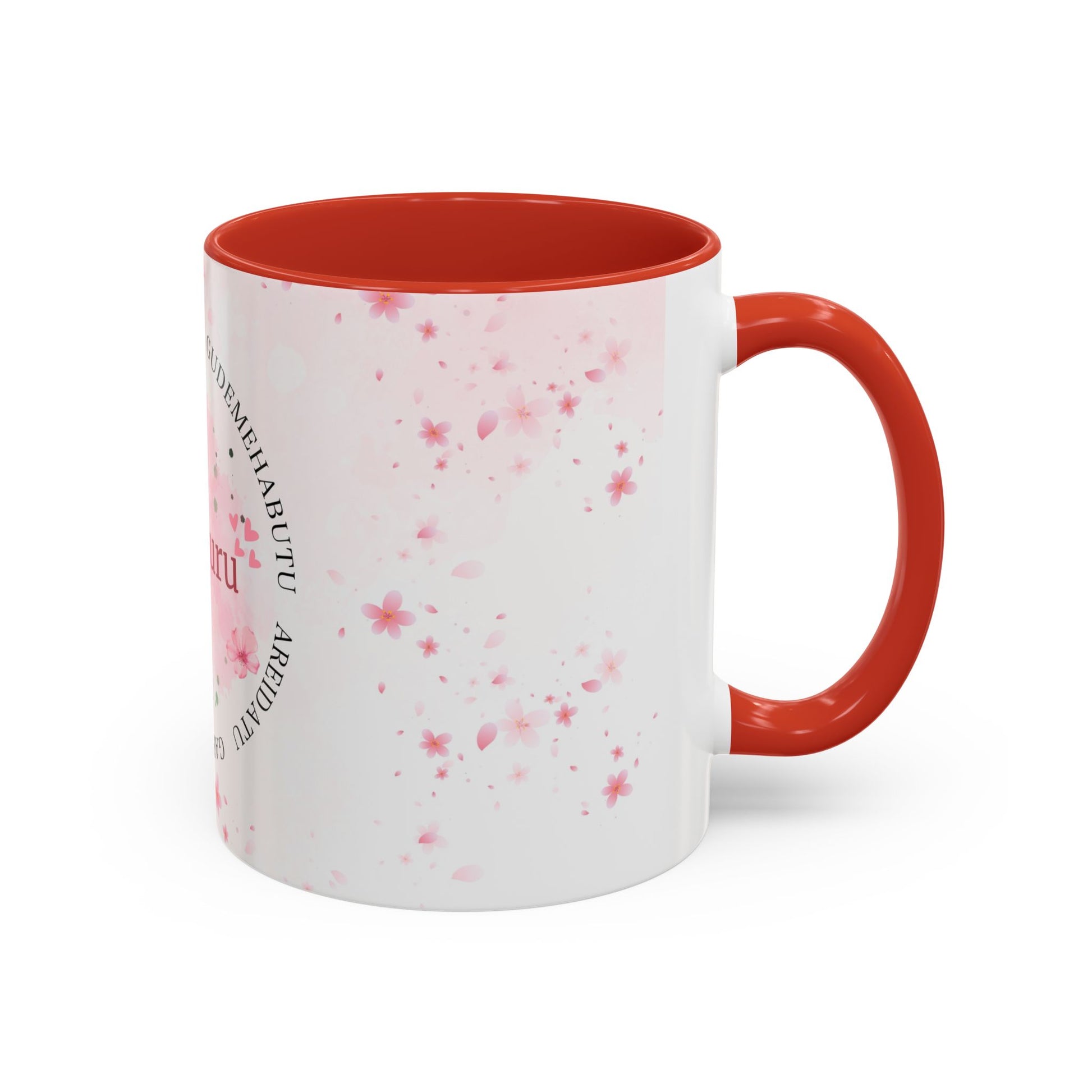Uguchuru Accent Coffee Mug – Floral Pink Heart Design (11/15oz)