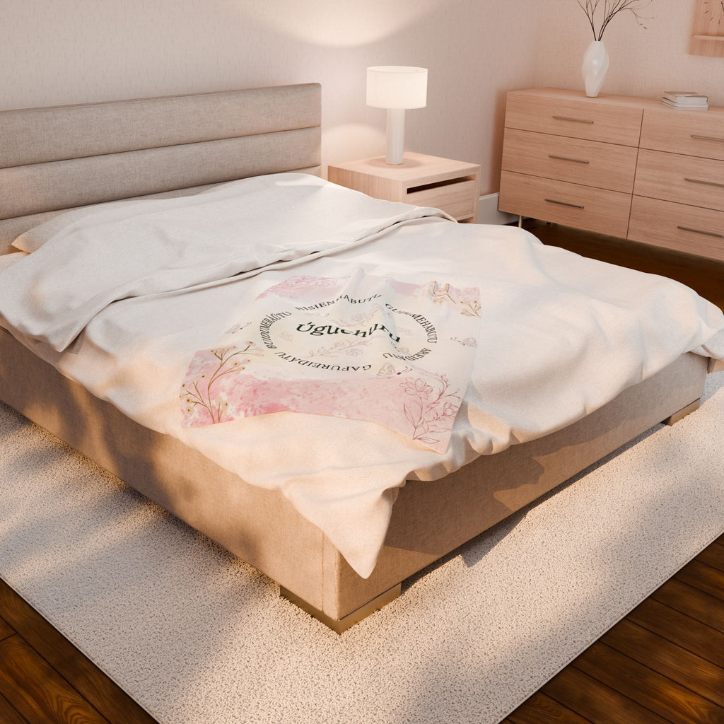 Uguchuru Floral Soft Throw with Inspirational Circle Text