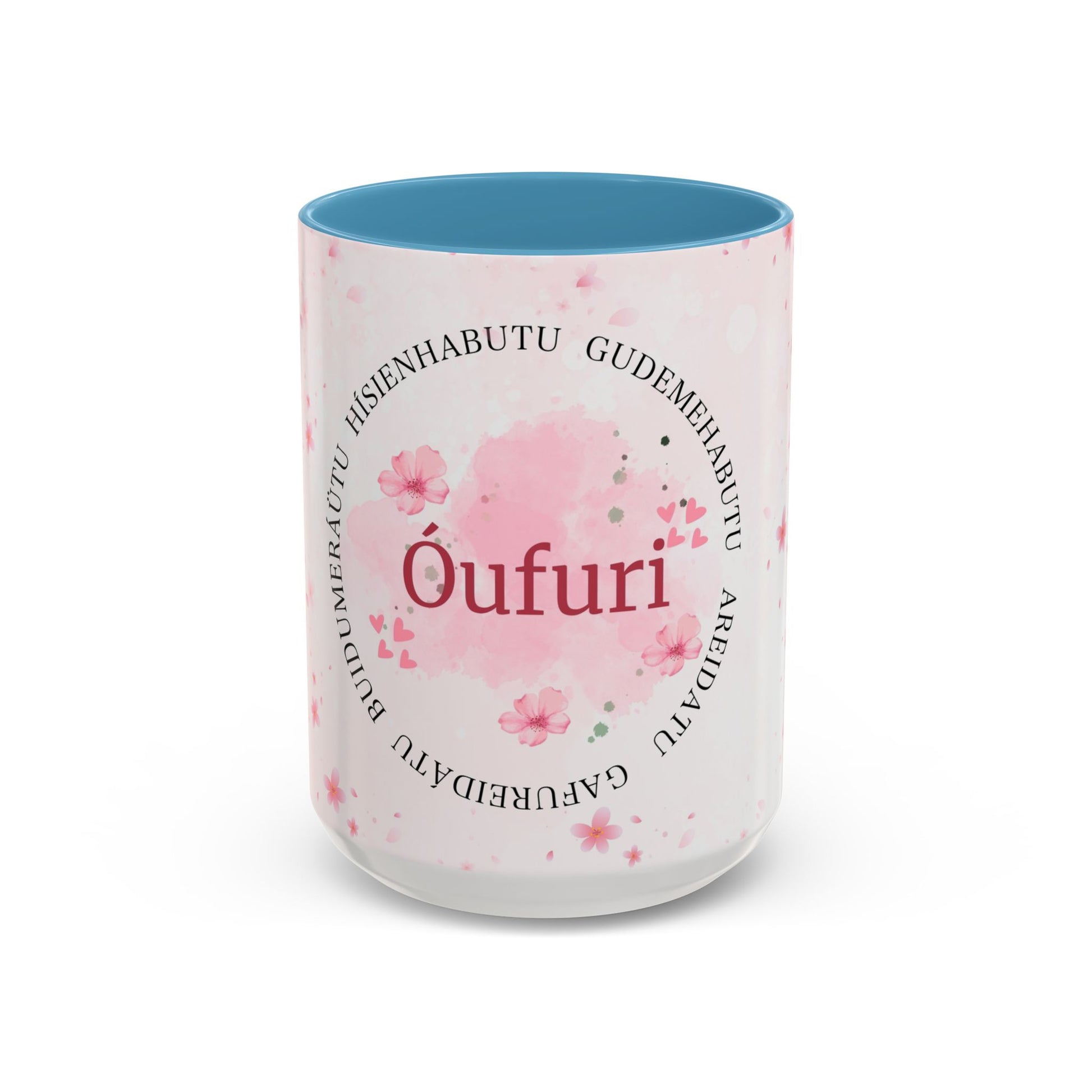 Óufuri Pink Floral Accent Coffee Mug — Sakura-Inspired Ceramic Cup (11/15oz)