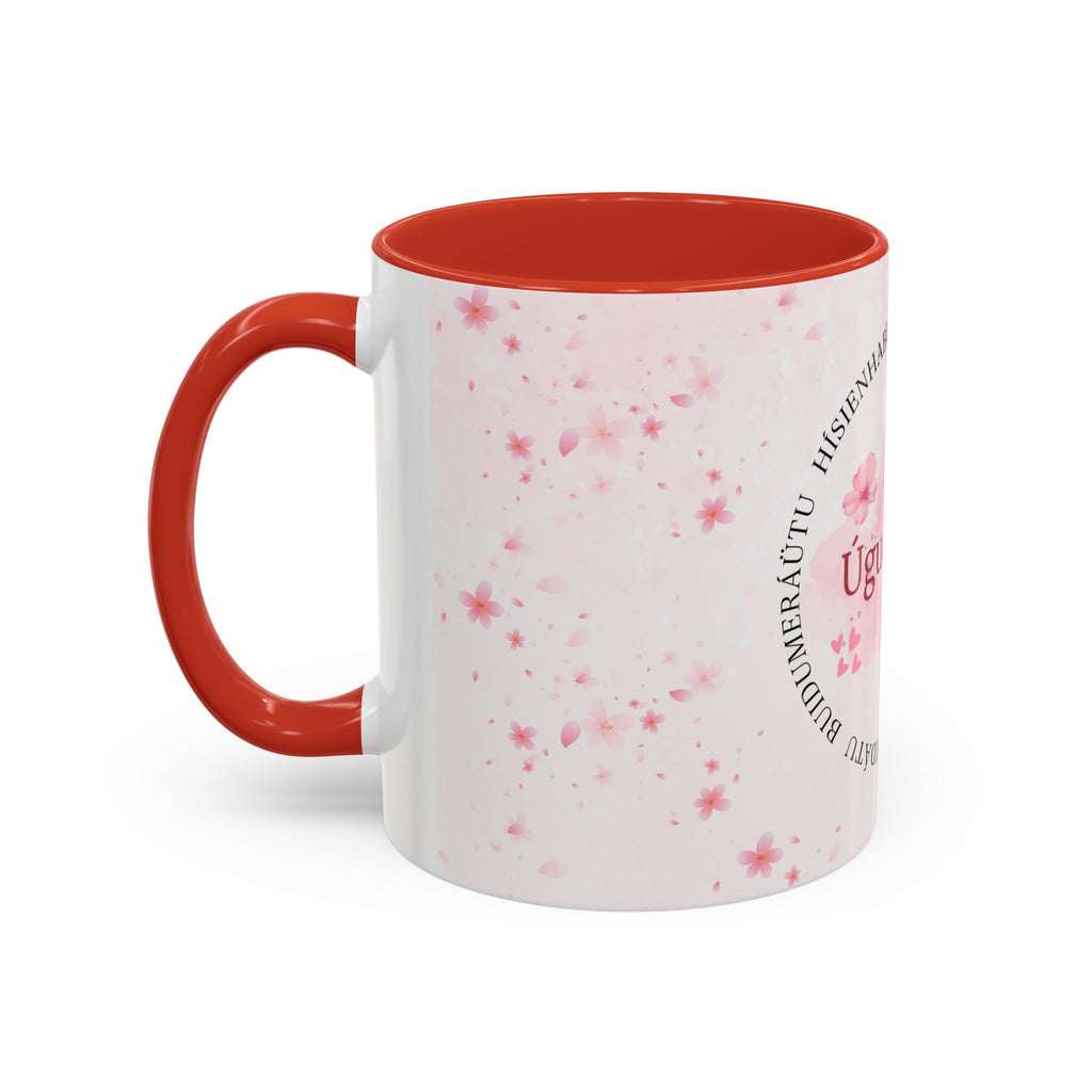 Uguchuru Accent Coffee Mug – Floral Pink Heart Design (11/15oz)