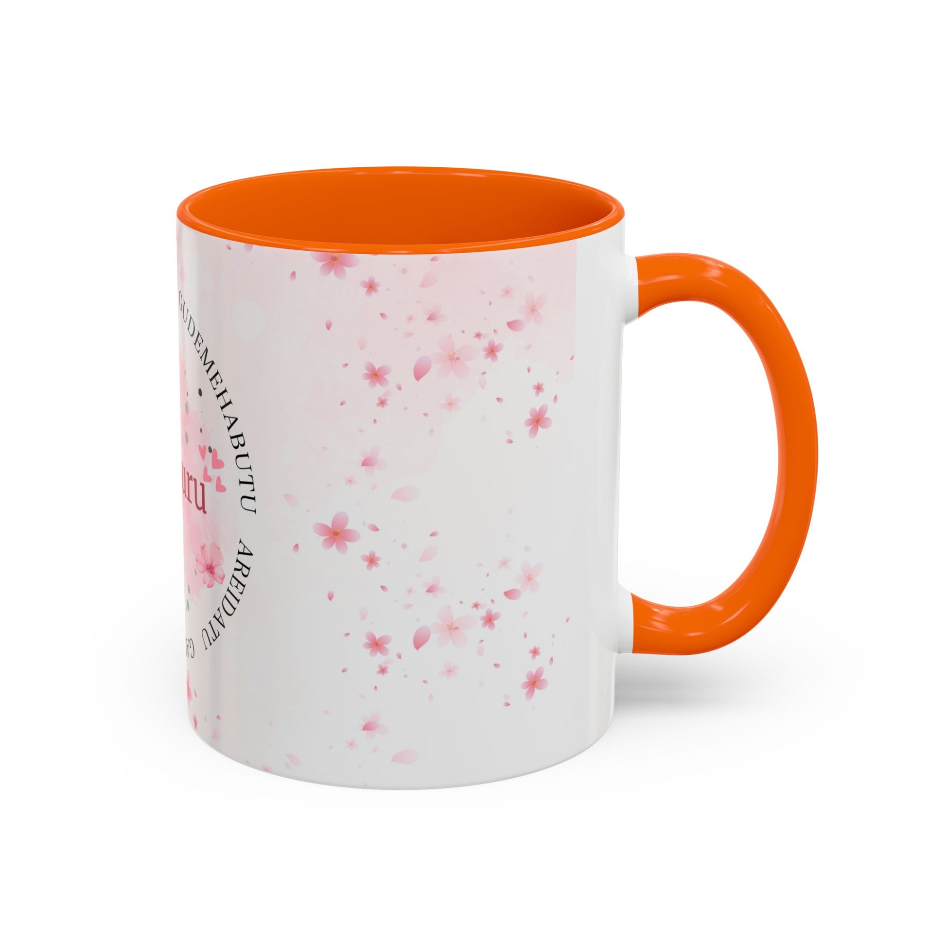 Uguchuru Accent Coffee Mug – Floral Pink Heart Design (11/15oz)