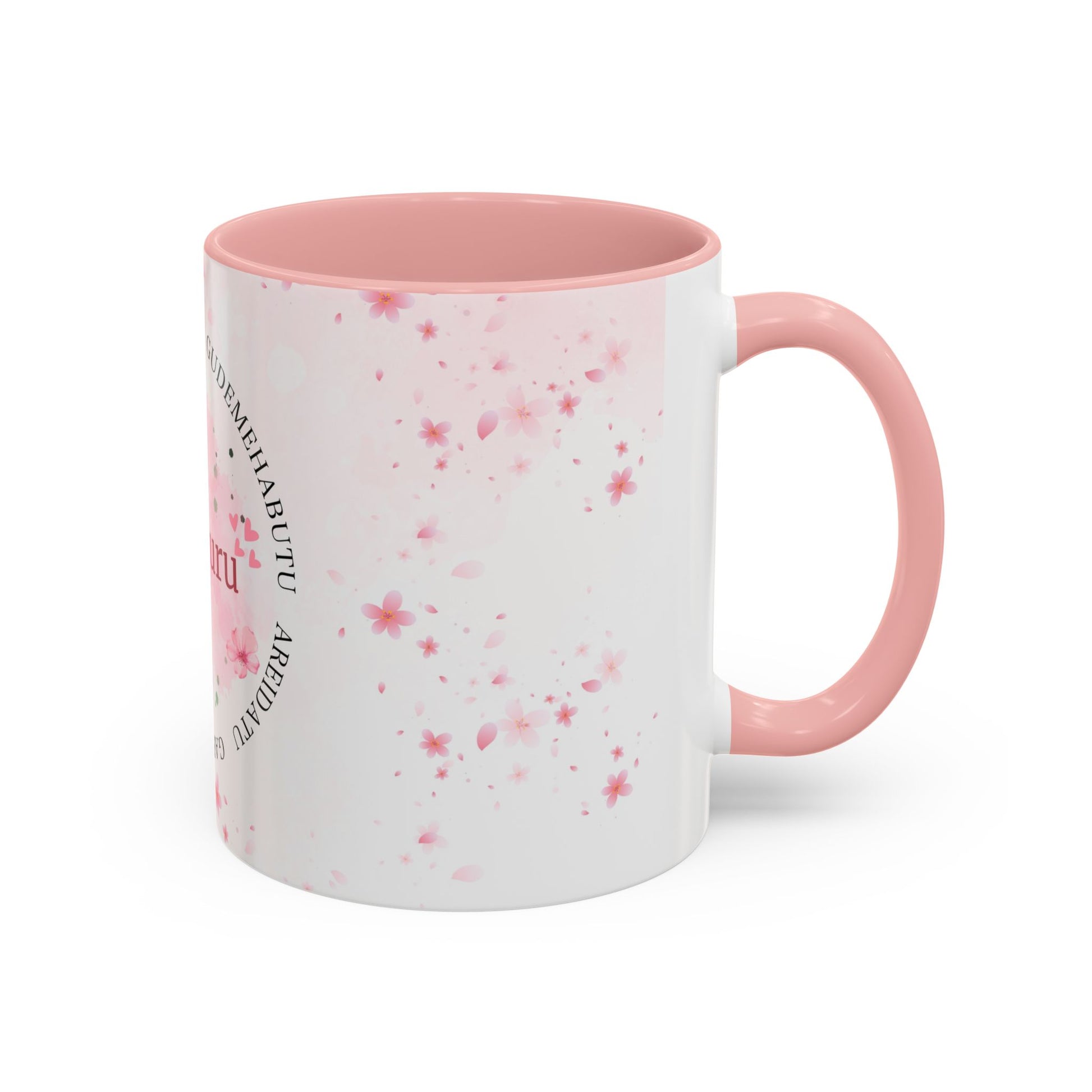 Uguchuru Accent Coffee Mug – Floral Pink Heart Design (11/15oz)