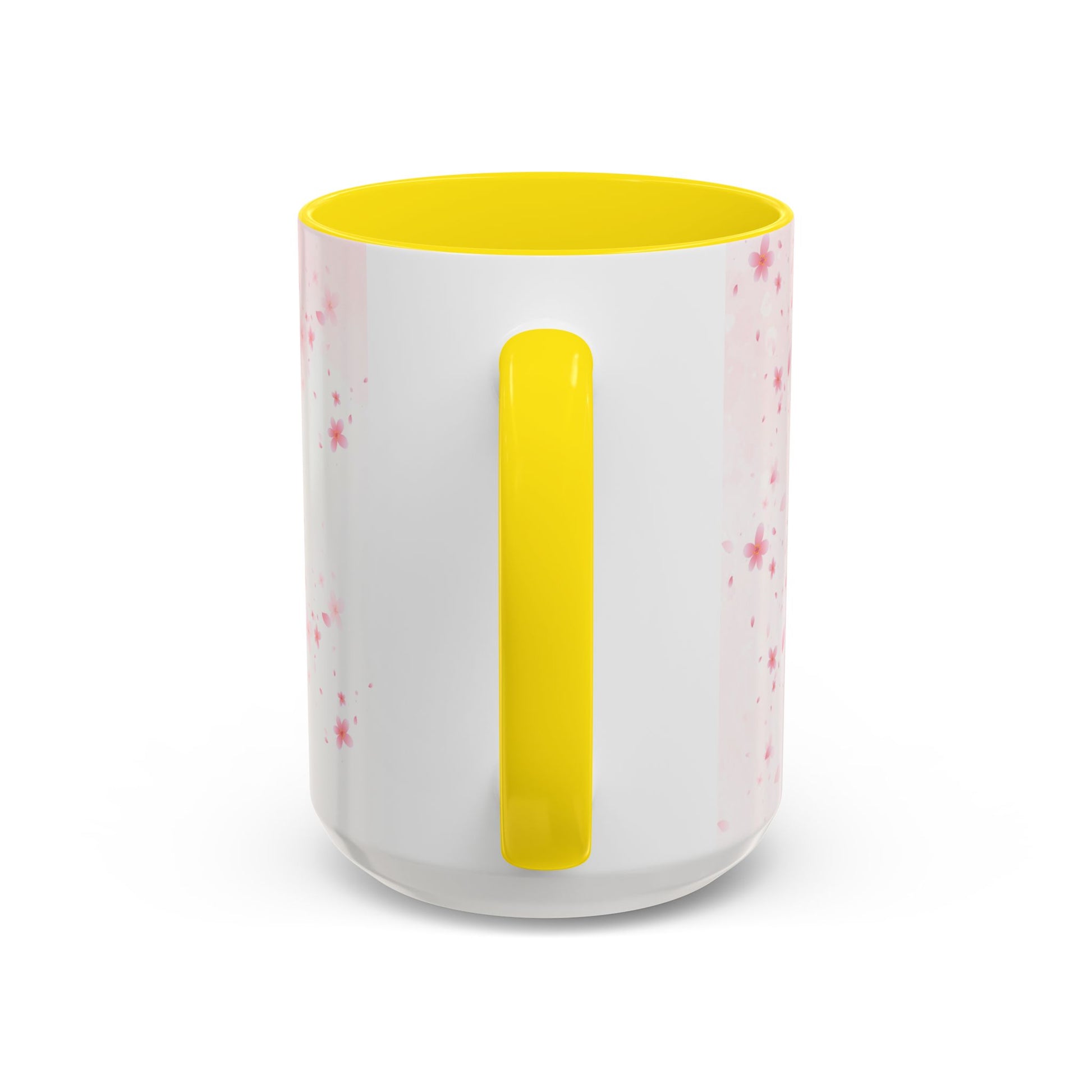 Óufuri Pink Floral Accent Coffee Mug — Sakura-Inspired Ceramic Cup (11/15oz)