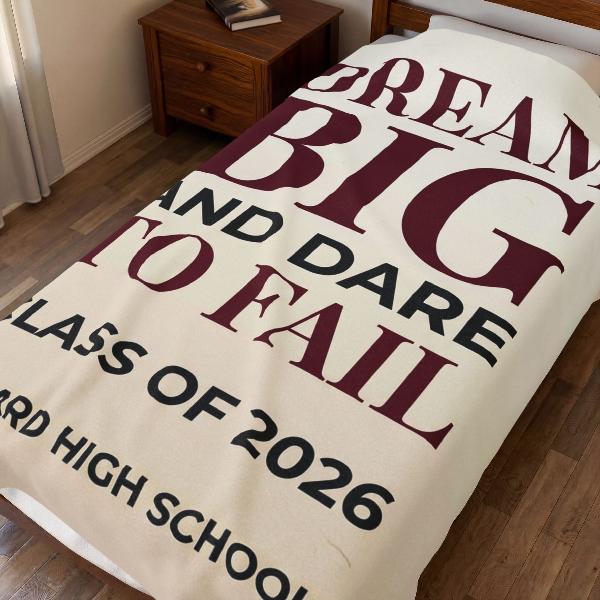 Velveteen Plush Blanket — "Dream Big and Dare to Fail" Class of 2026 Graduation Throw