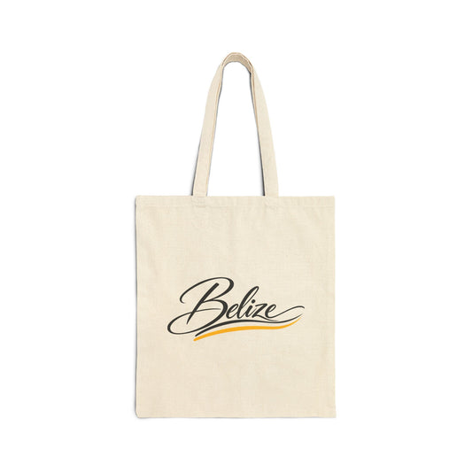 Belize Script Tote Bag — Cotton Canvas Beach & Travel Shopper