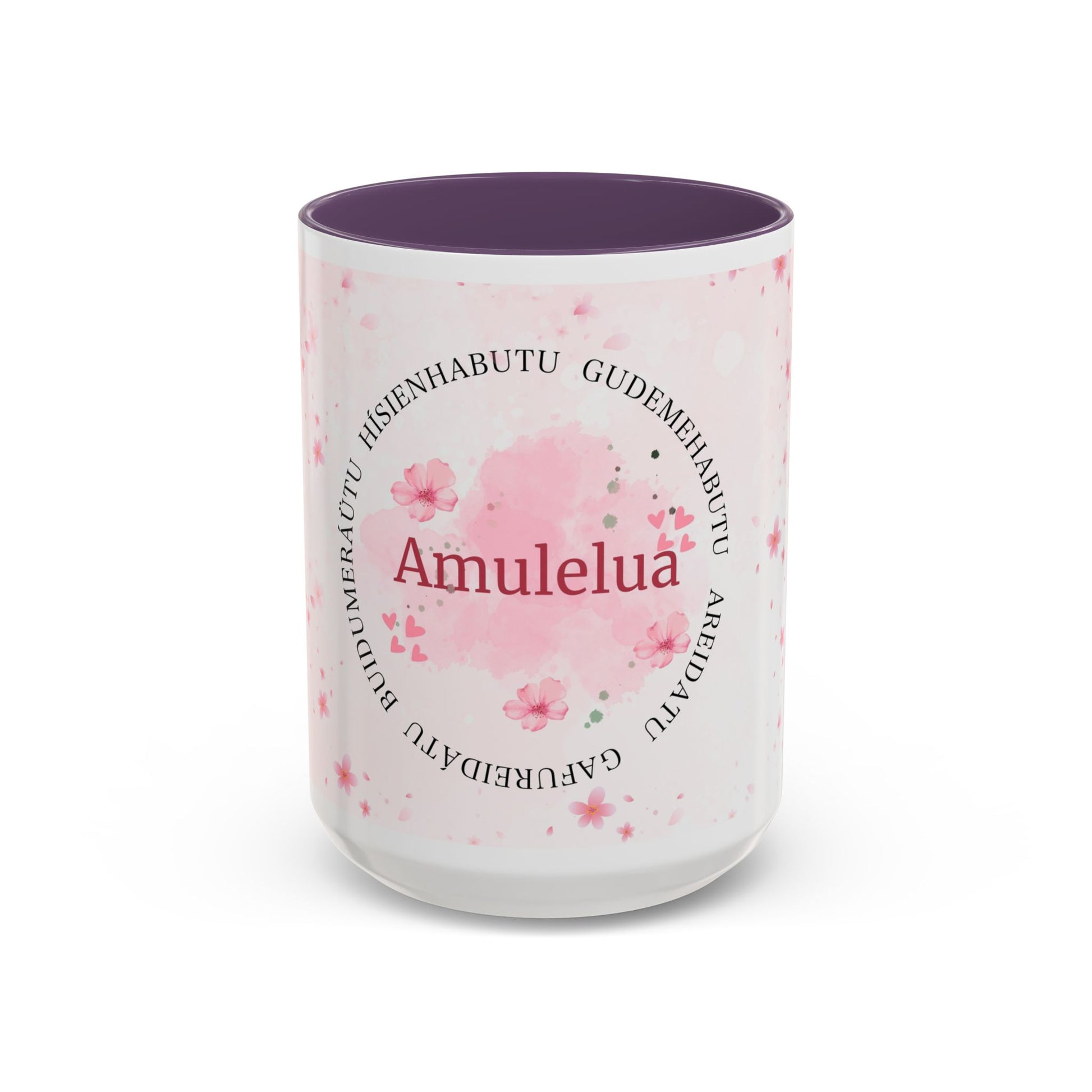 Amulelua Pink Floral Accent Coffee Mug (11/15oz)