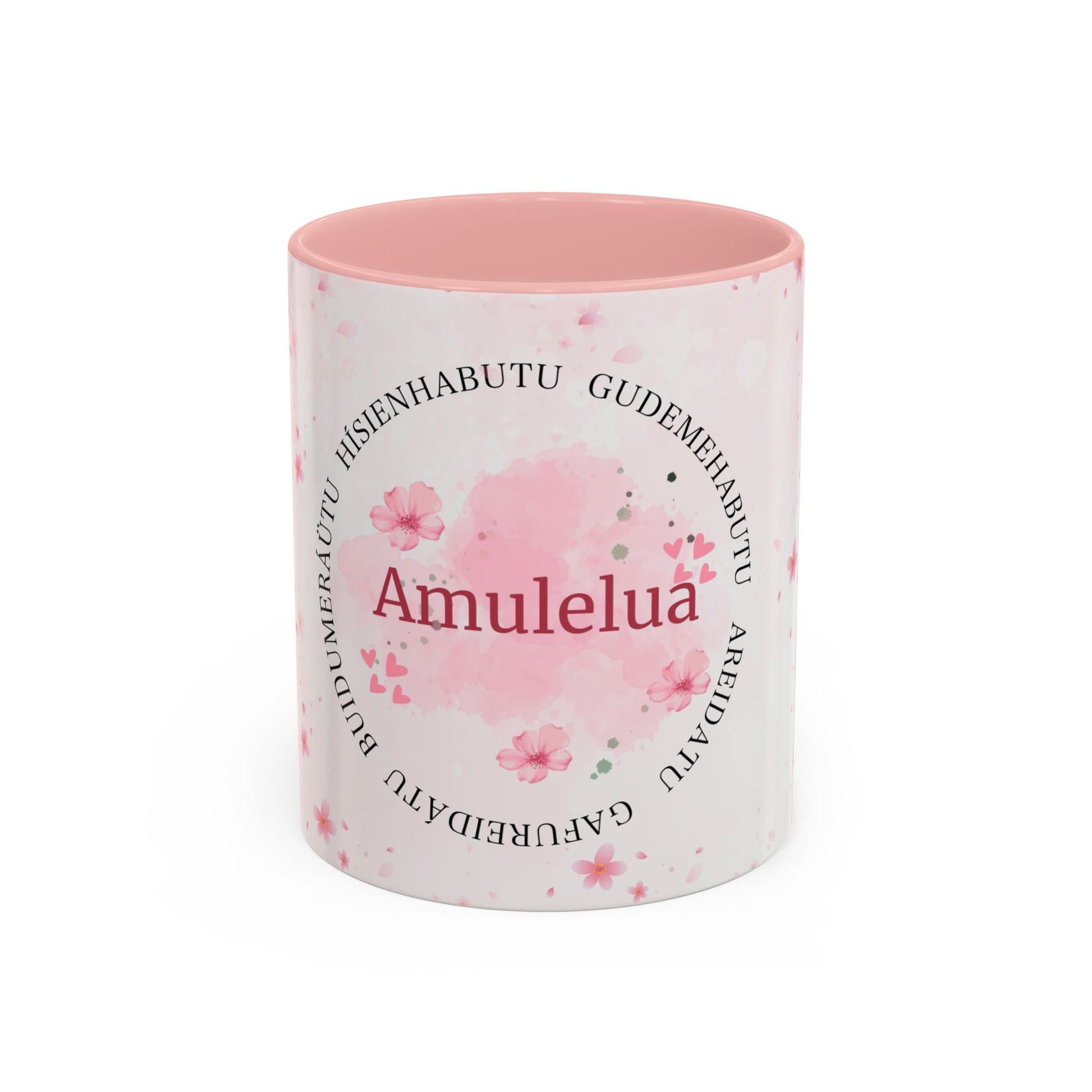 Amulelua Pink Floral Accent Coffee Mug (11/15oz)