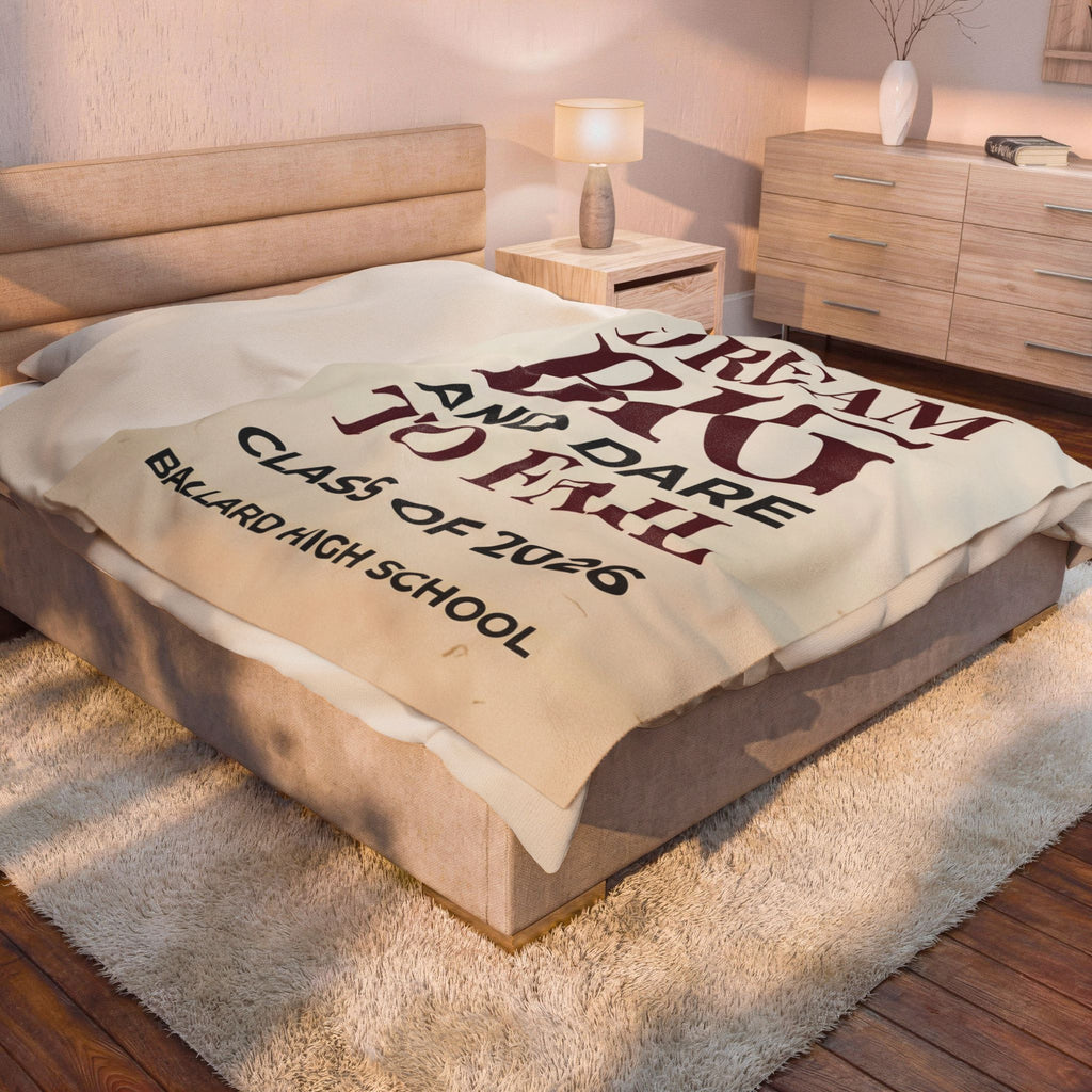 Velveteen Plush Blanket — "Dream Big and Dare to Fail" Class of 2026 Graduation Throw