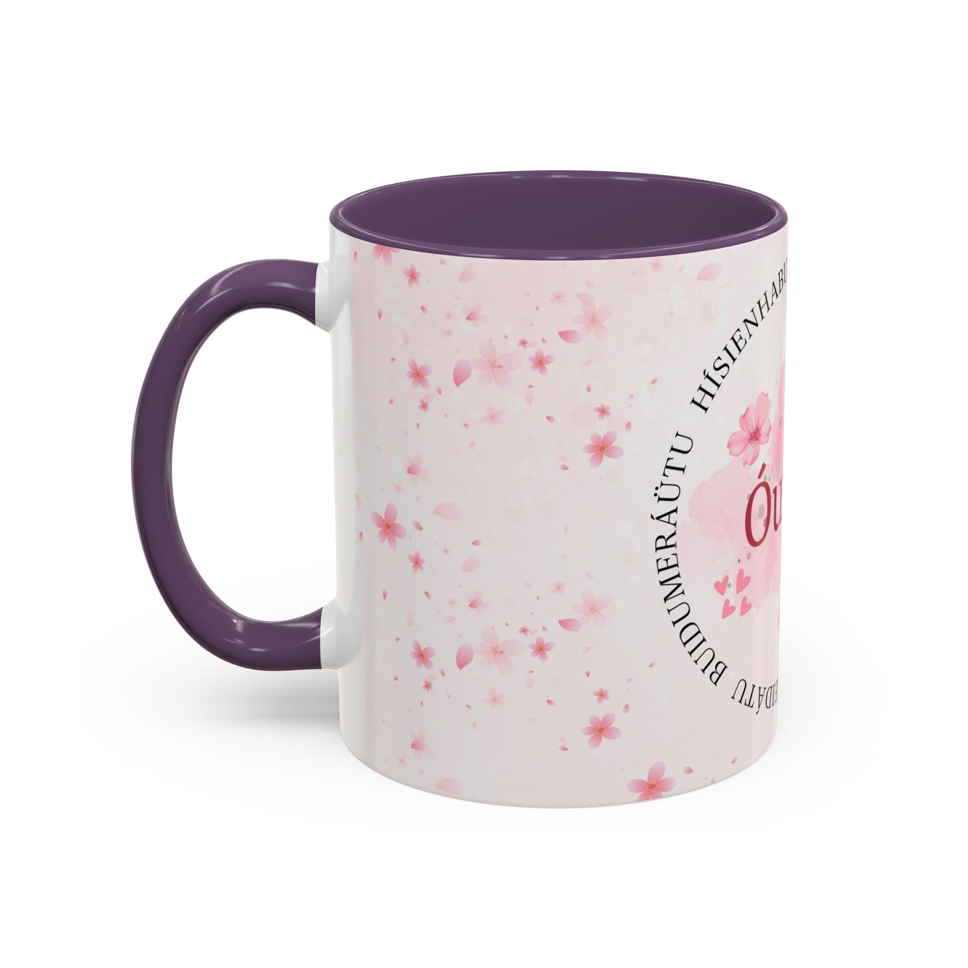 Óufuri Pink Floral Accent Coffee Mug — Sakura-Inspired Ceramic Cup (11/15oz)