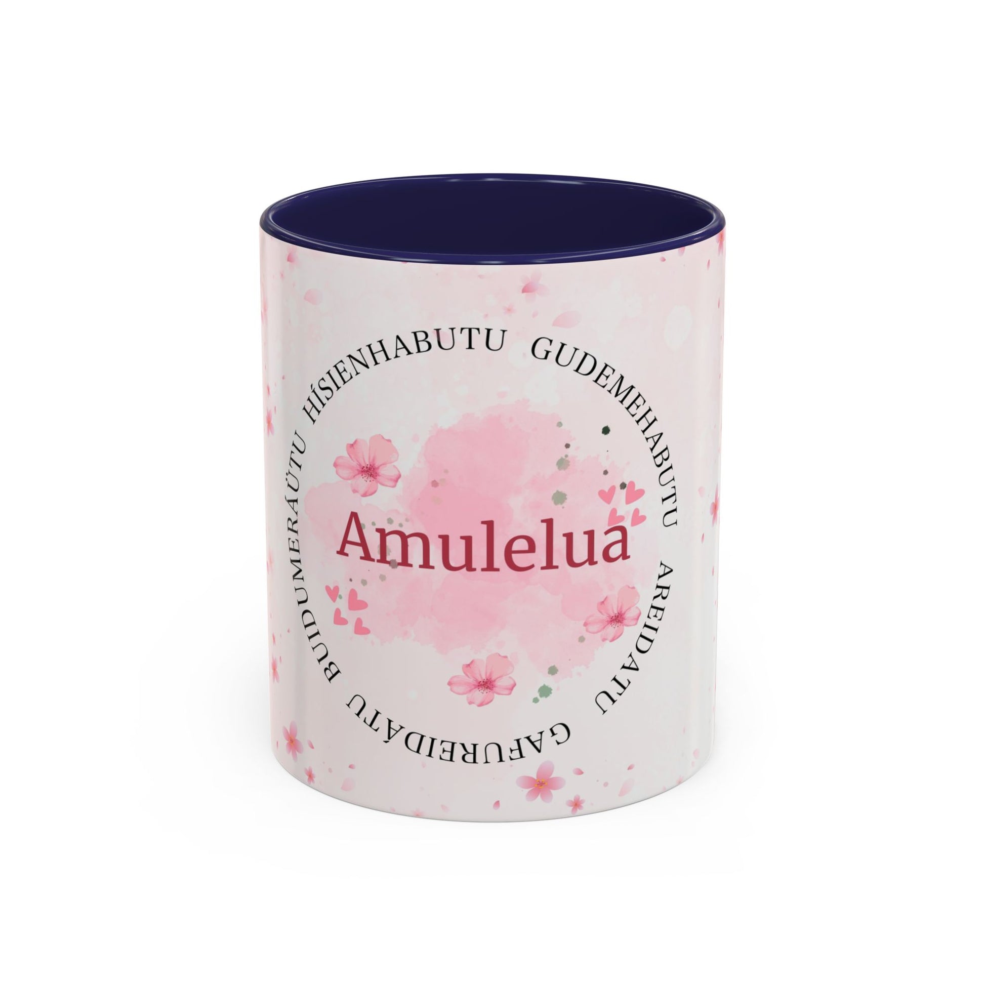 Amulelua Pink Floral Accent Coffee Mug (11/15oz)